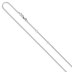 14K White Gold .95mm Box 1in+1in Adjustable Chain