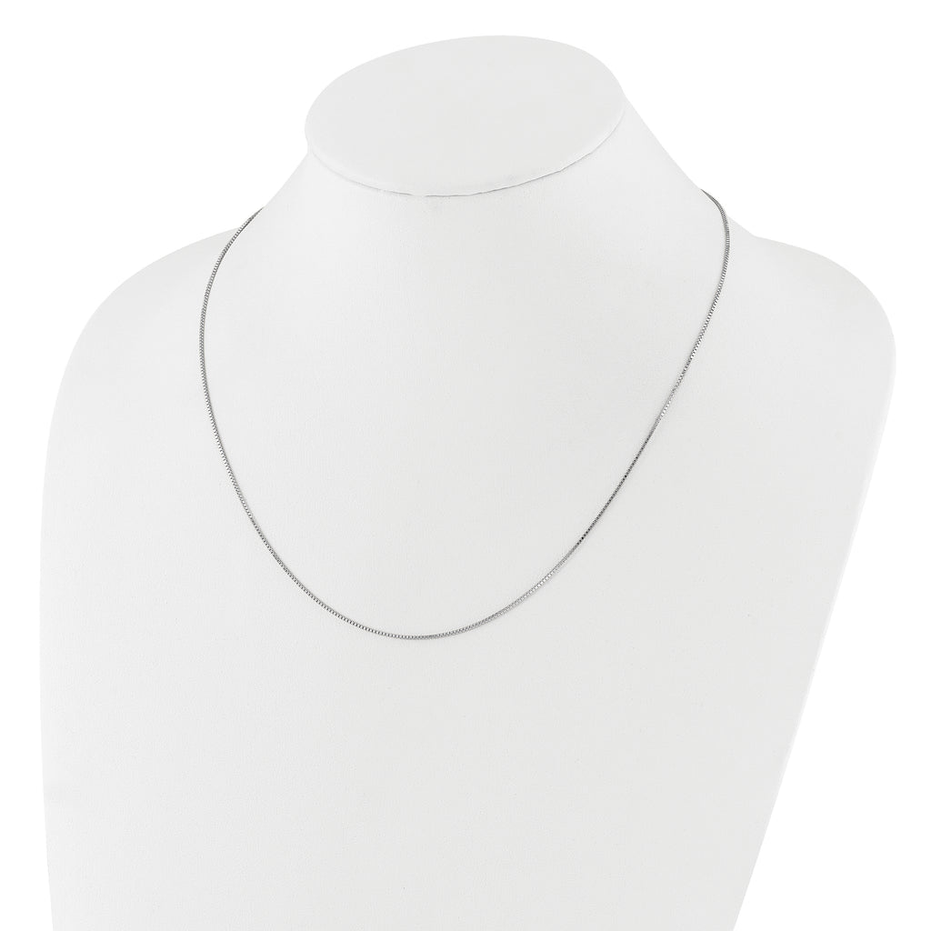 14K White Gold .95mm Box 1in+1in Adjustable Chain