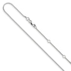 14K White Gold .95mm Box 1in+1in Adjustable Chain