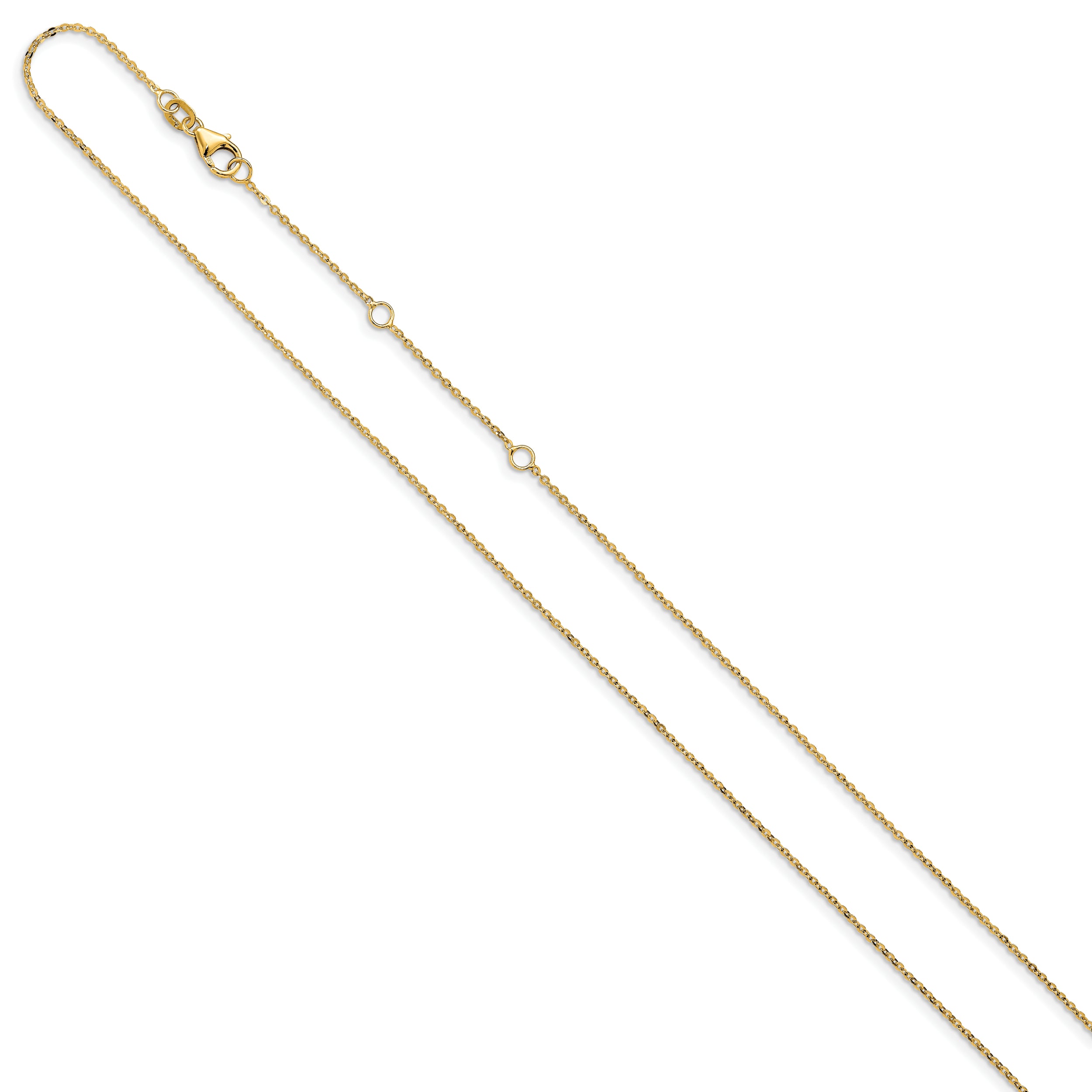 14k 1.2mm Flat Cable 1in+1in Adjustable Chain
