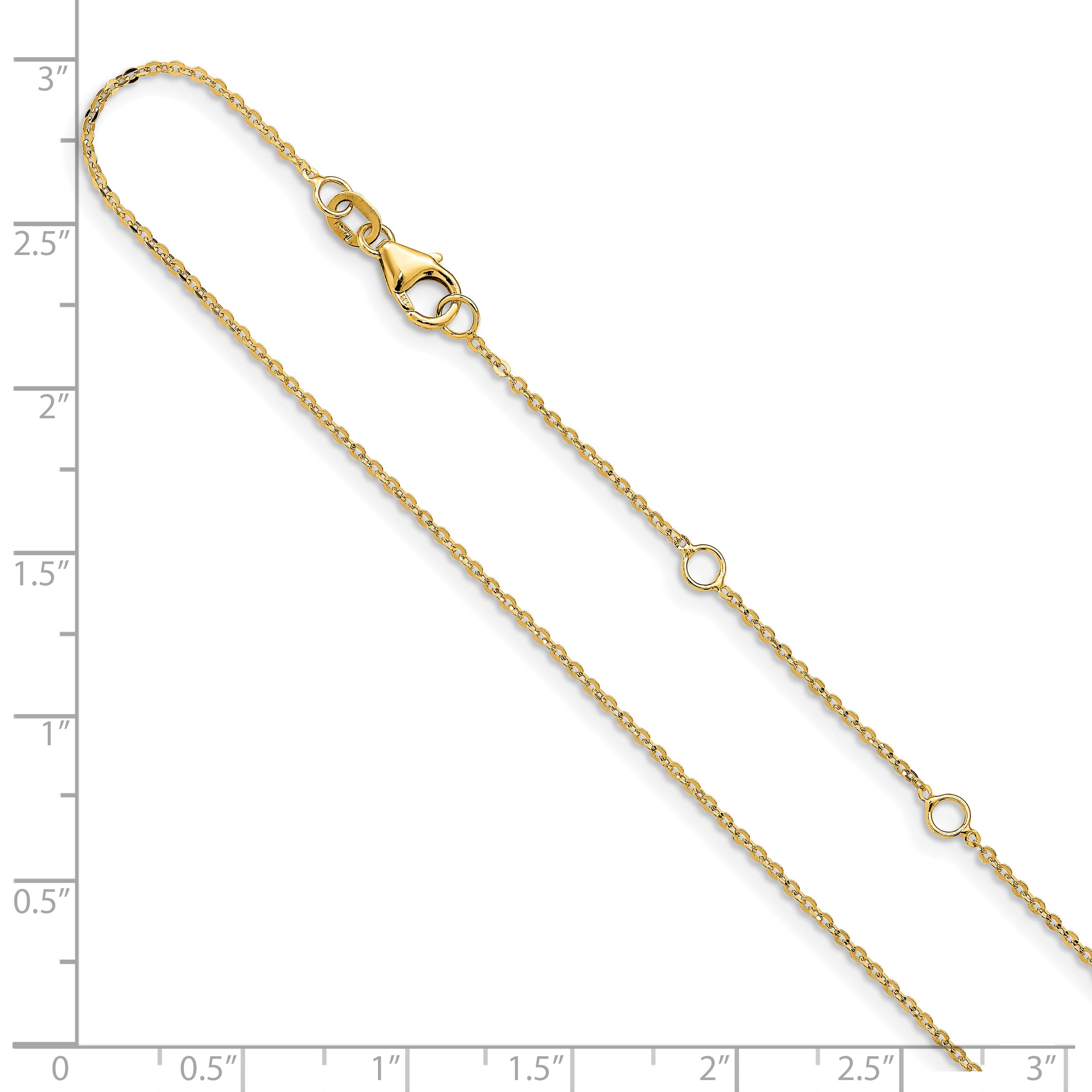 14k 1.2mm Flat Cable 1in+1in Adjustable Chain
