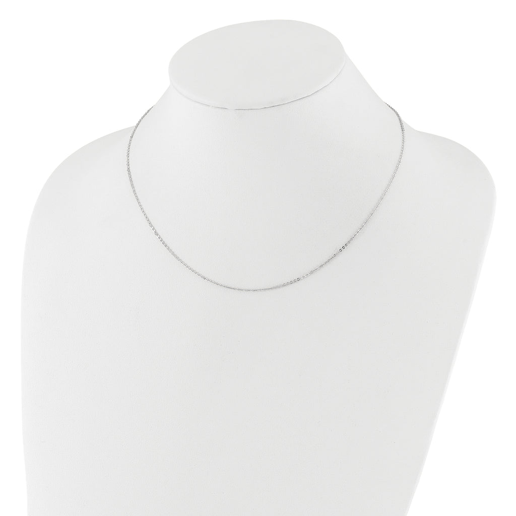 14k White Gold 1.2mm Flat Cable 1in+1in Adjustable Chain