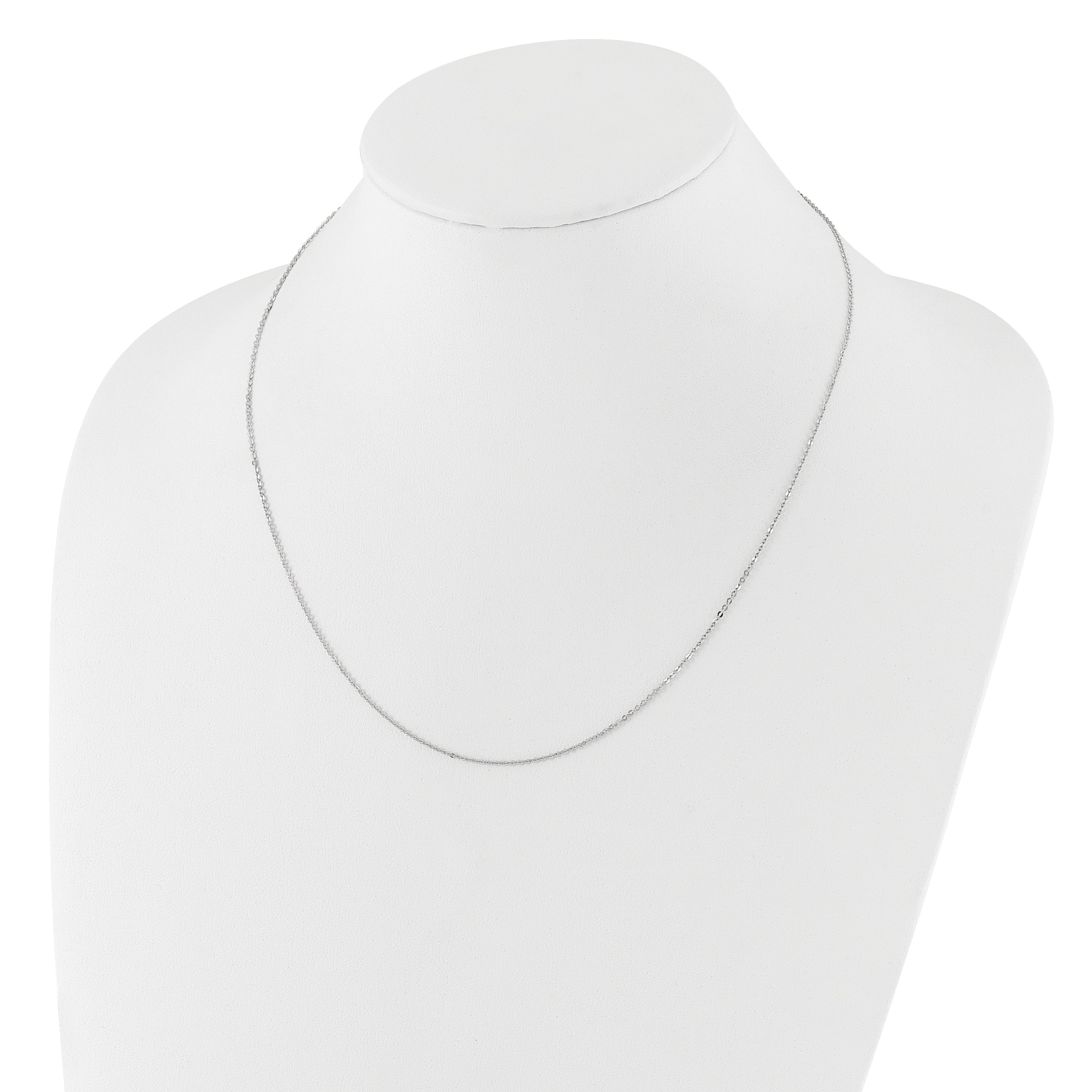 14k White Gold 1.2mm Flat Cable 1in+1in Adjustable Chain