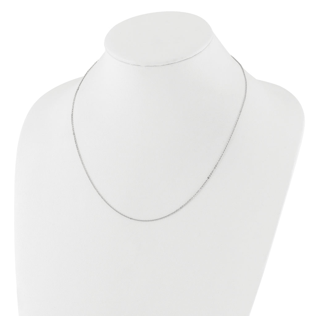 14k White Gold 1.2mm Flat Cable 1in+1in Adjustable Chain