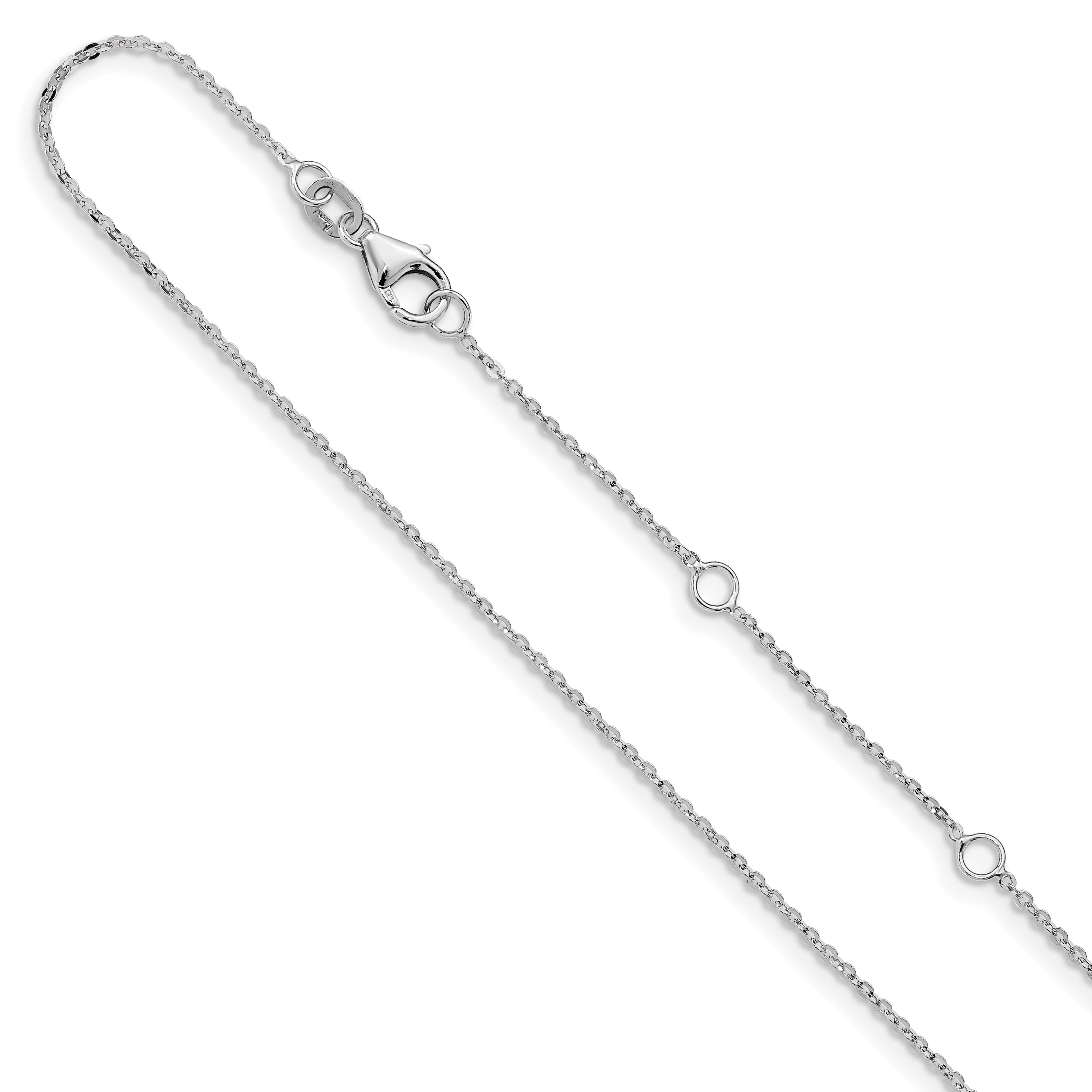 14k White Gold 1.2mm Flat Cable 1in+1in Adjustable Chain Main image