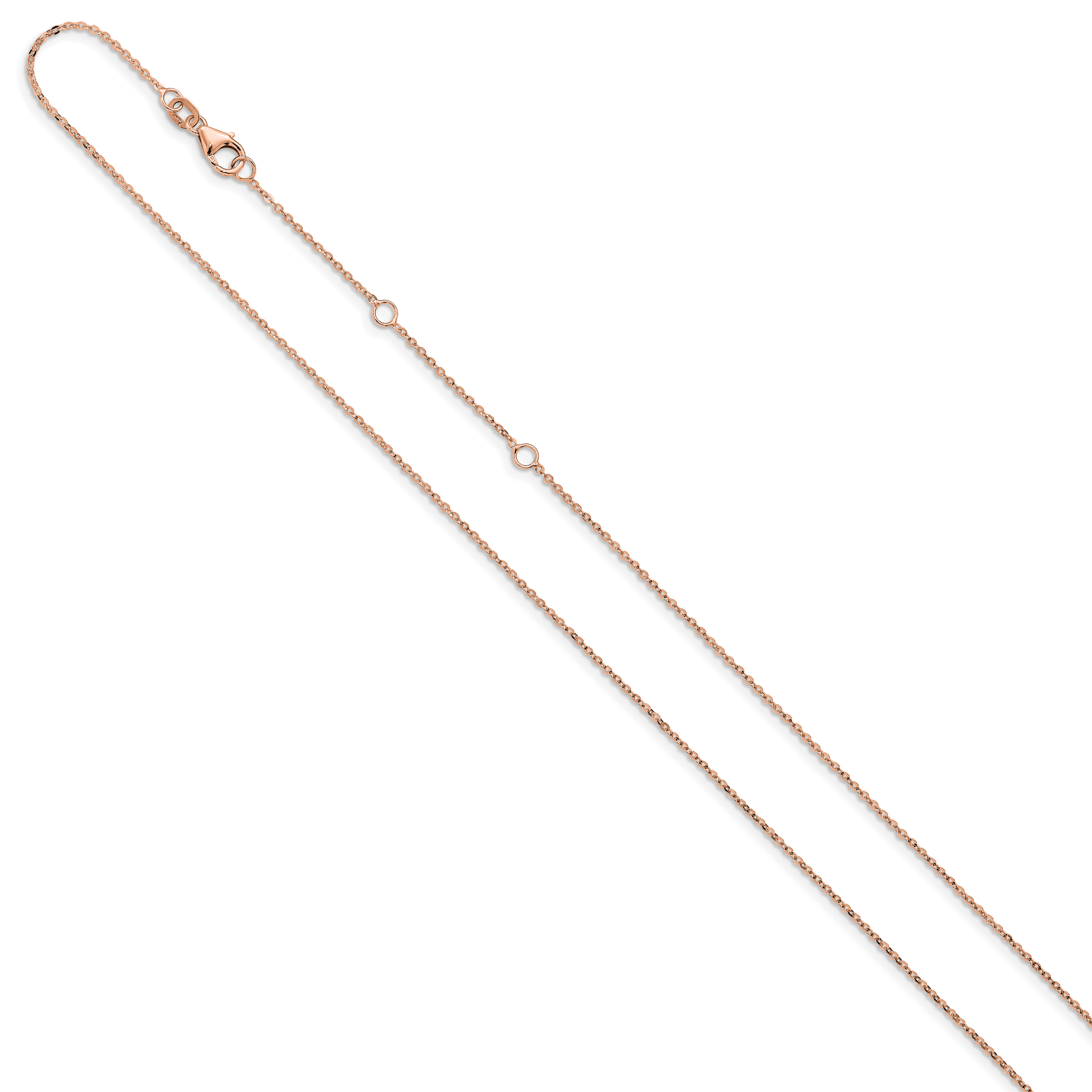 14k Rose Gold 1.2mm Flat Cable 1in+1in Adjustable Chain Secondary image