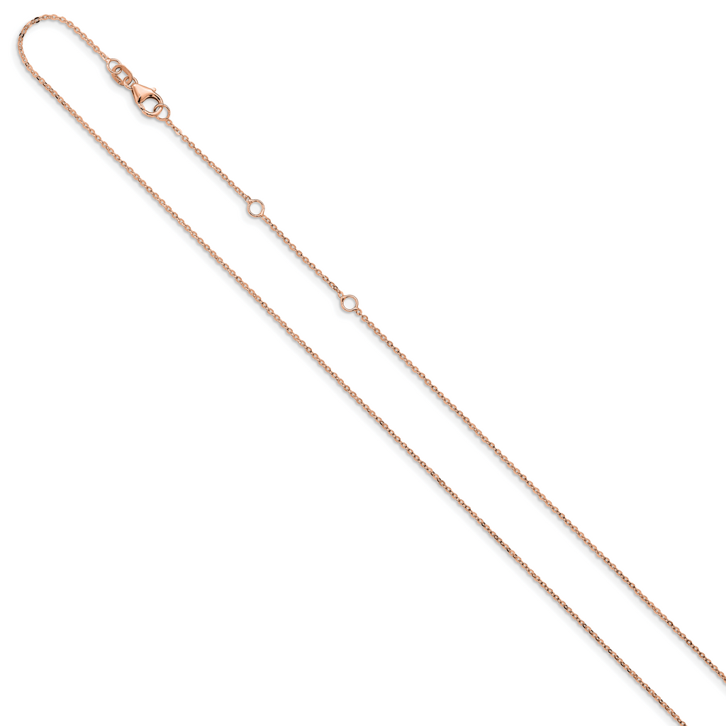 14k Rose Gold 1.2mm Flat Cable 1in+1in Adjustable Chain
