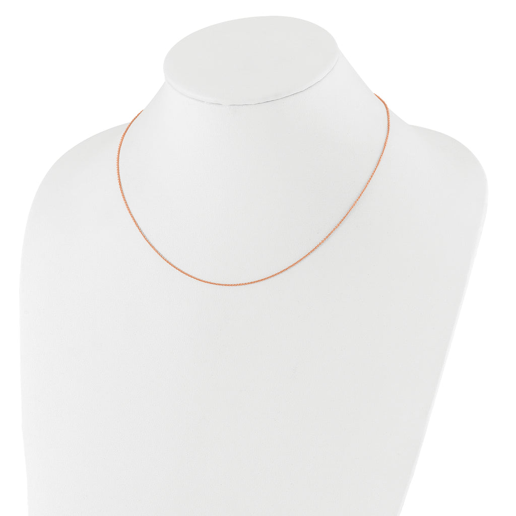 14 Karat Rose Gold 1.10mm Round Cable 1in+1in Adjustable Chain - View 3