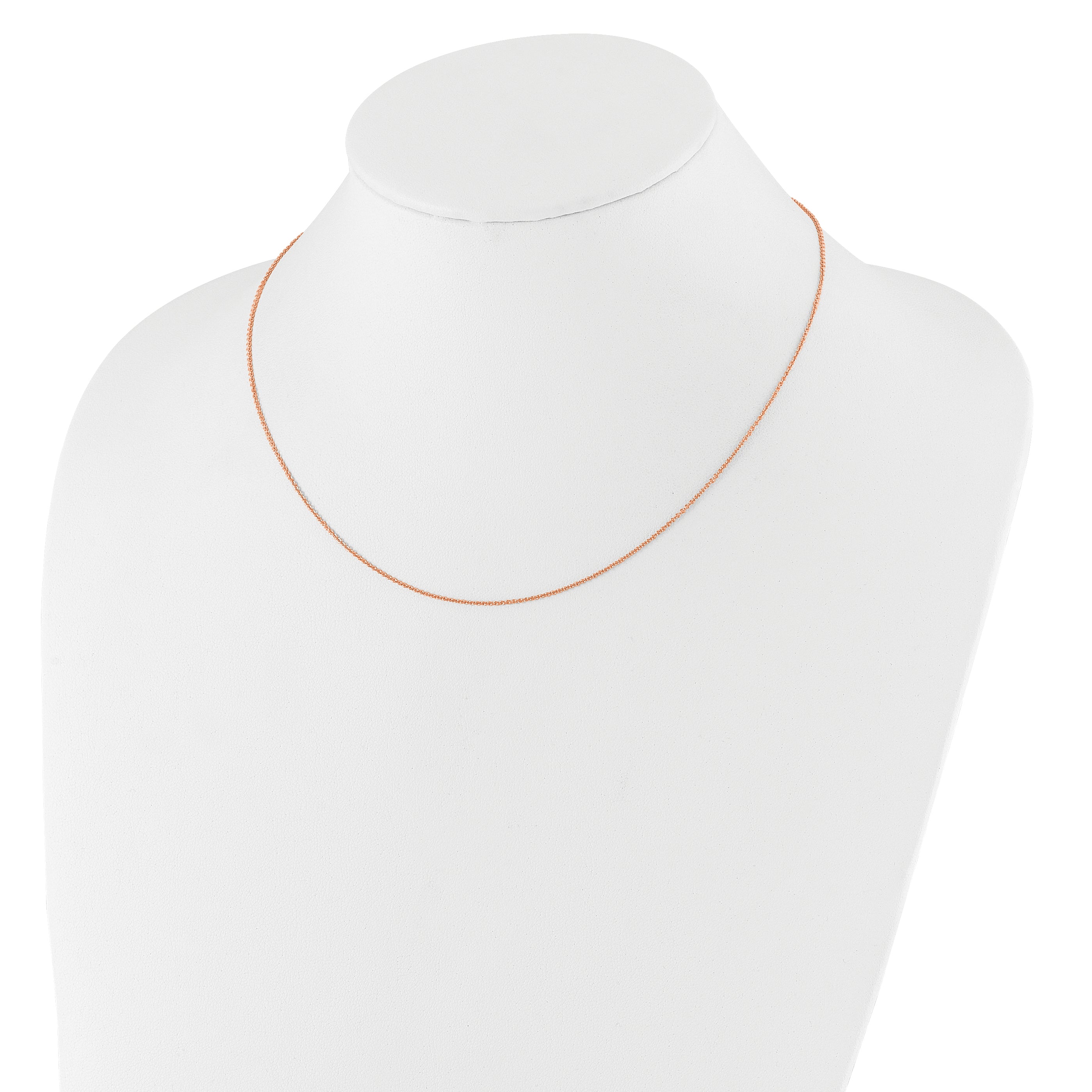 14 Karat Rose Gold 1.10mm Round Cable 1in+1in Adjustable Chain - View 3