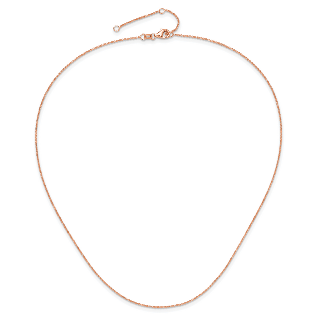14 Karat Rose Gold 1.10mm Round Cable 1in+1in Adjustable Chain - View 4