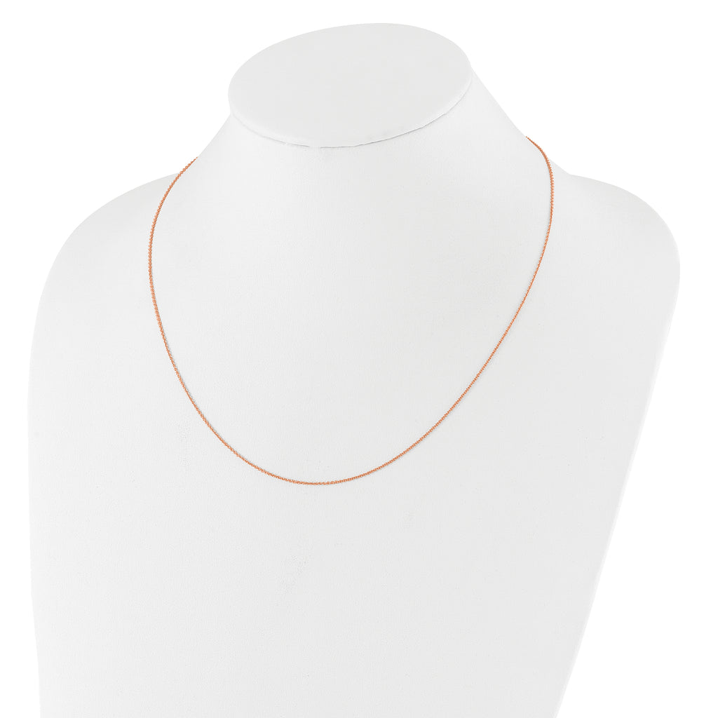 14 Karat Rose Gold 1.10mm Round Cable 1in+1in Adjustable Chain - View 5