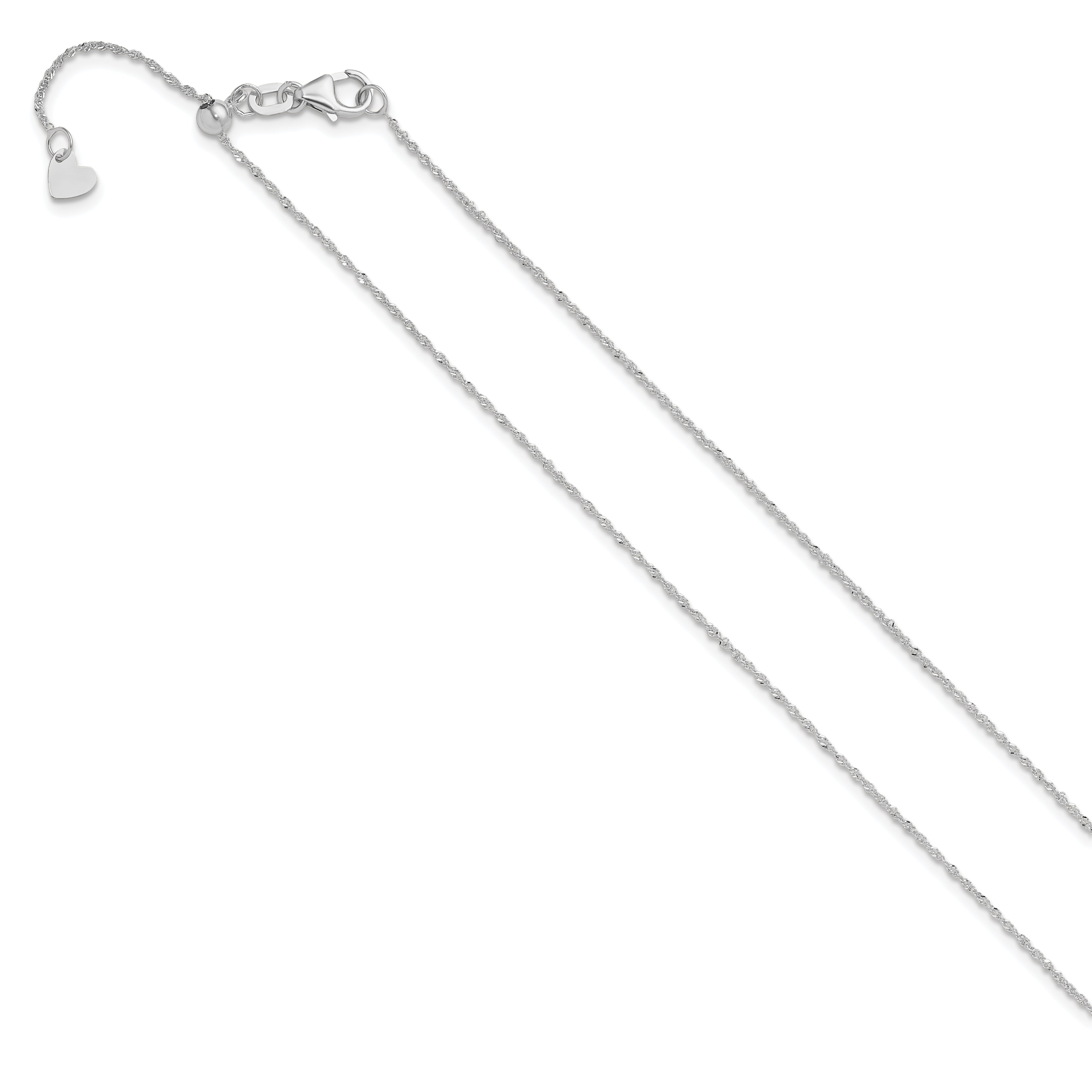 14K White Gold Adjustable .95mm Sparkle Singapore Chain Secondary image