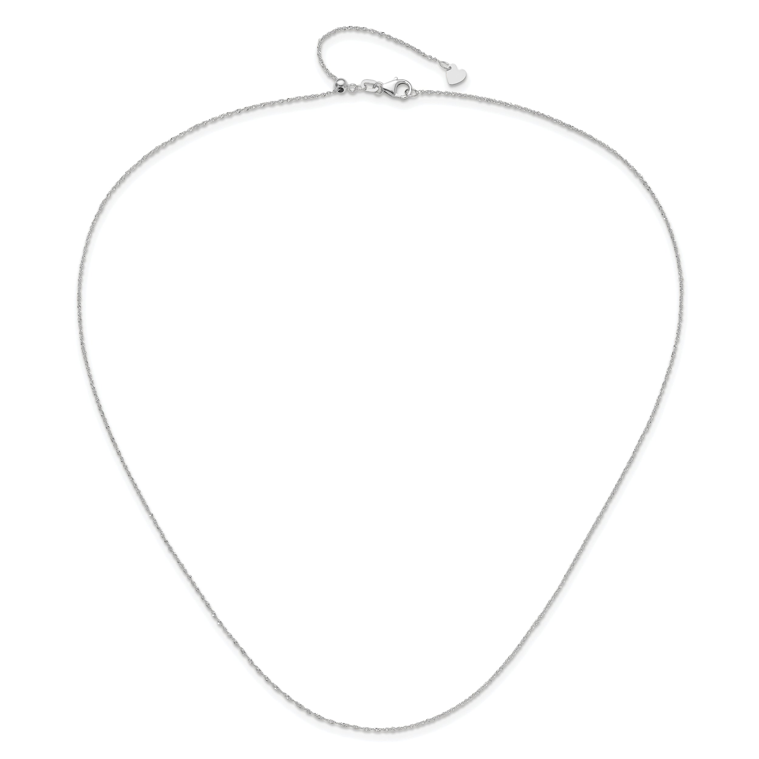 14K White Gold Adjustable .95mm Sparkle Singapore Chain