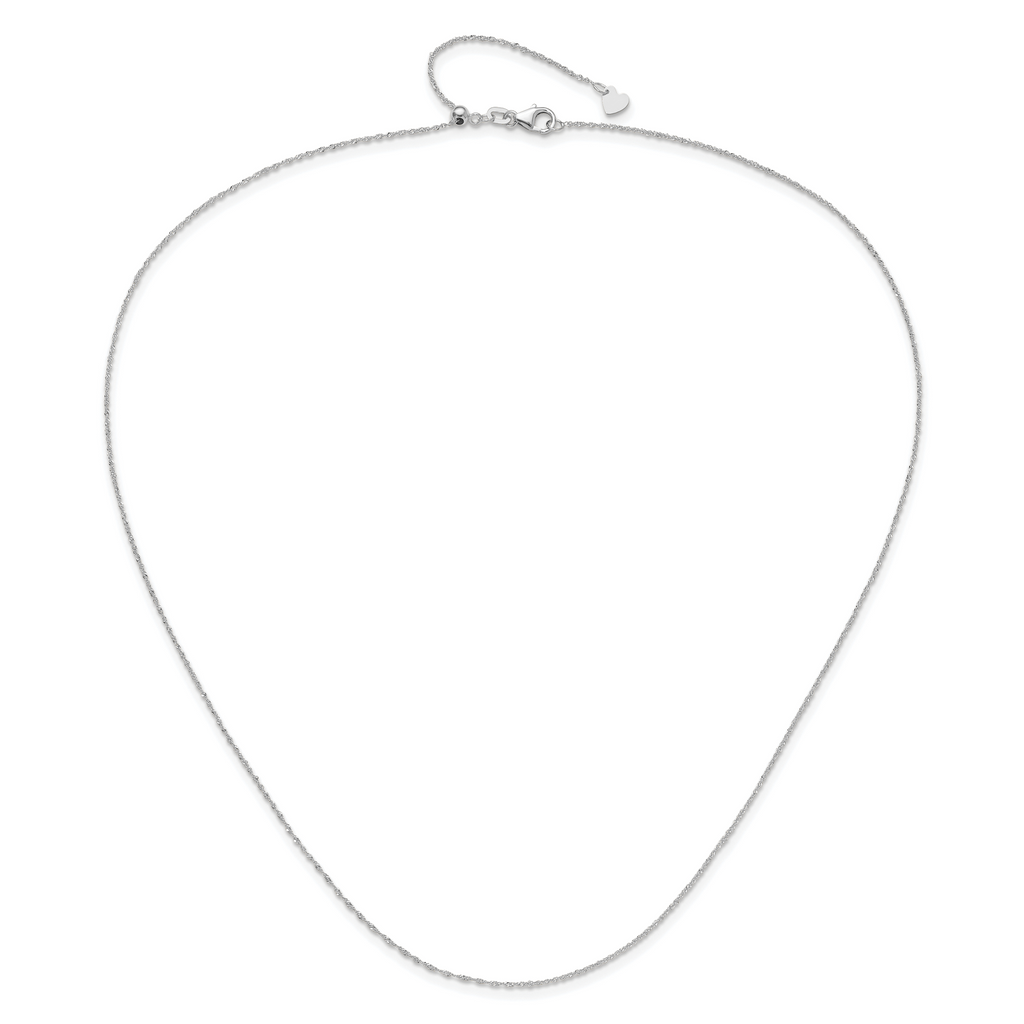 14K White Gold Adjustable .95mm Sparkle Singapore Chain