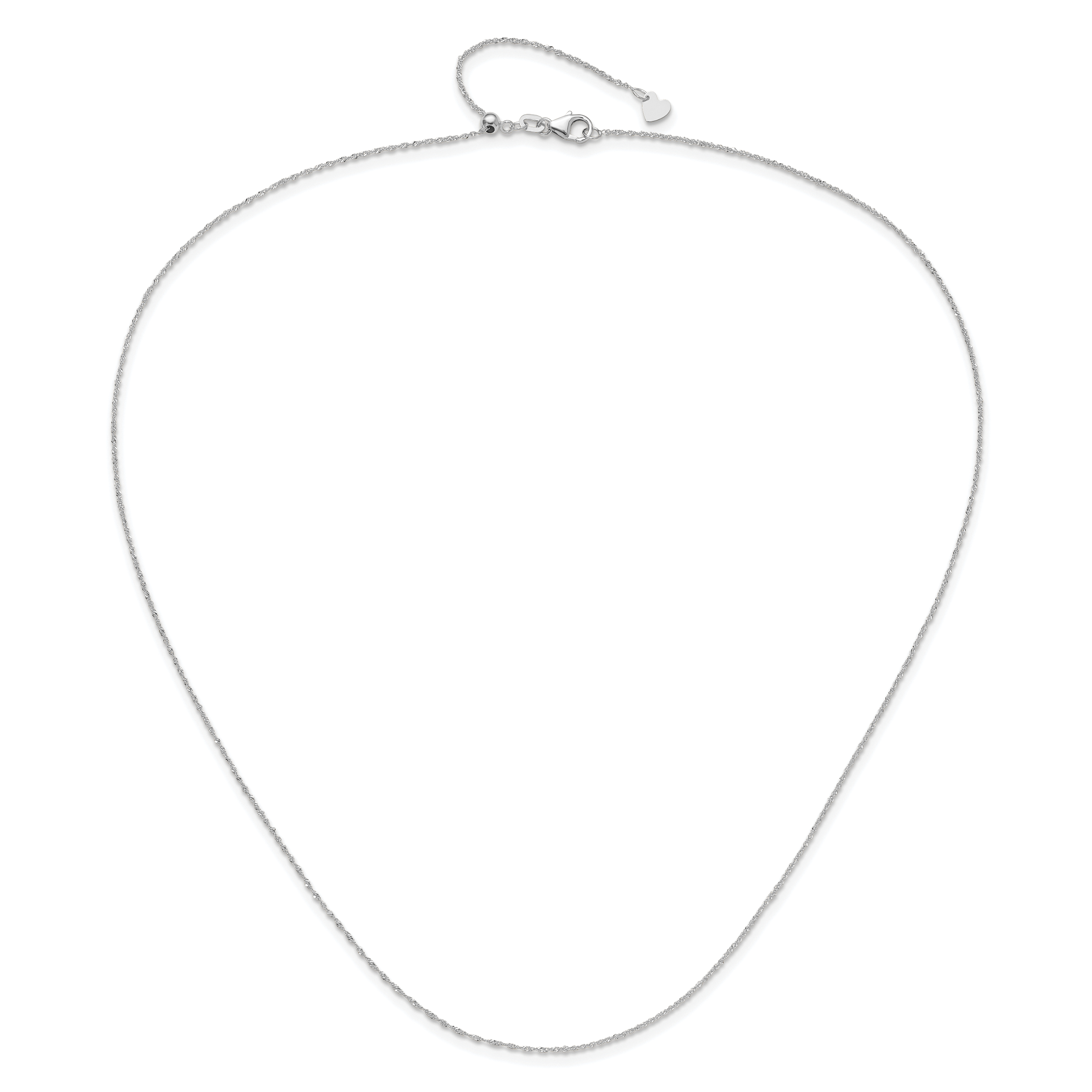 14K White Gold Adjustable .95mm Sparkle Singapore Chain