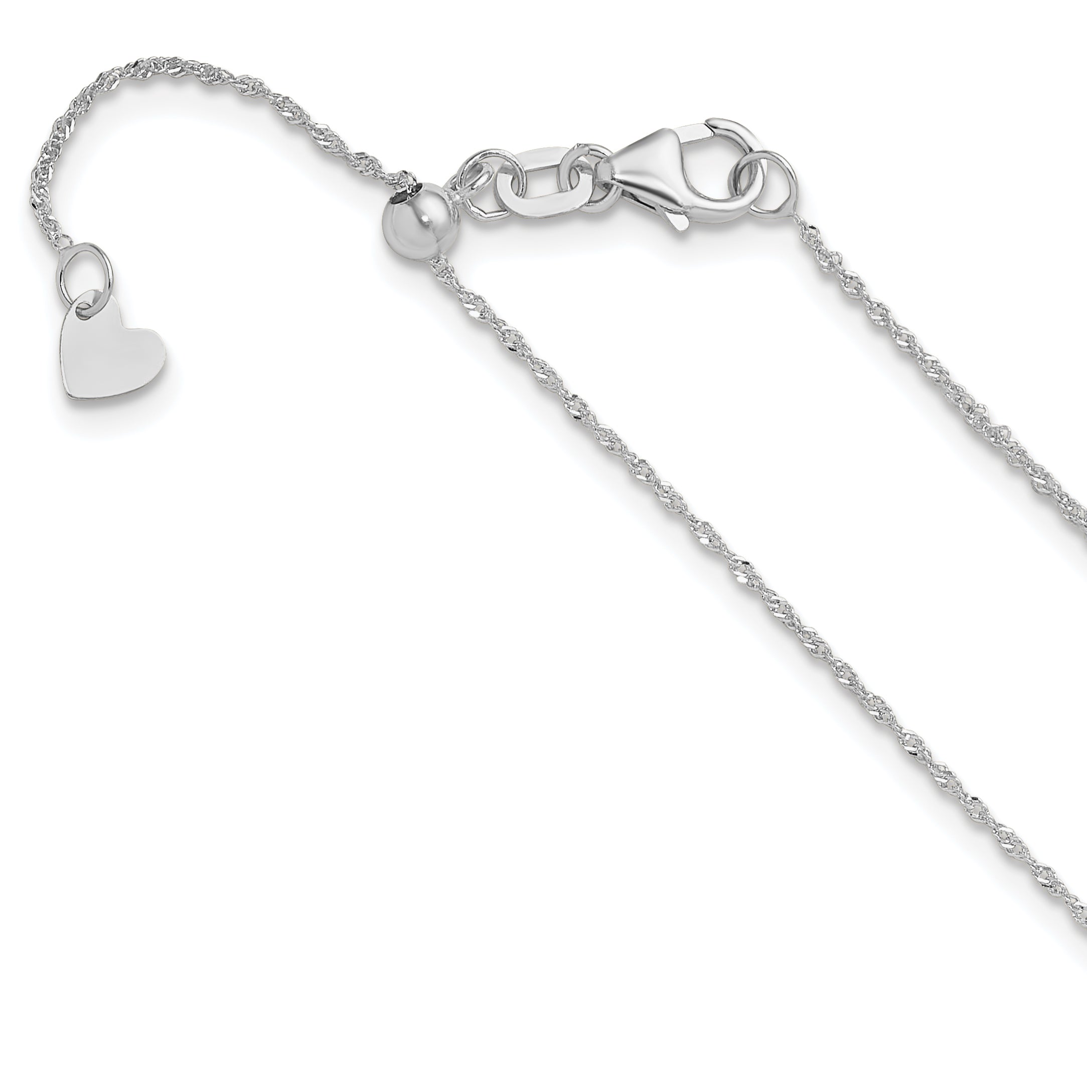 14K White Gold Adjustable .95mm Sparkle Singapore Chain Main image