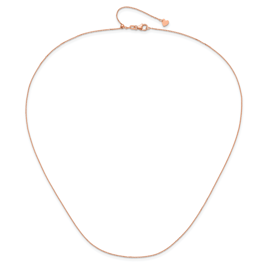 14K Rose Gold Adjustable  1mm D/C Cable Chain