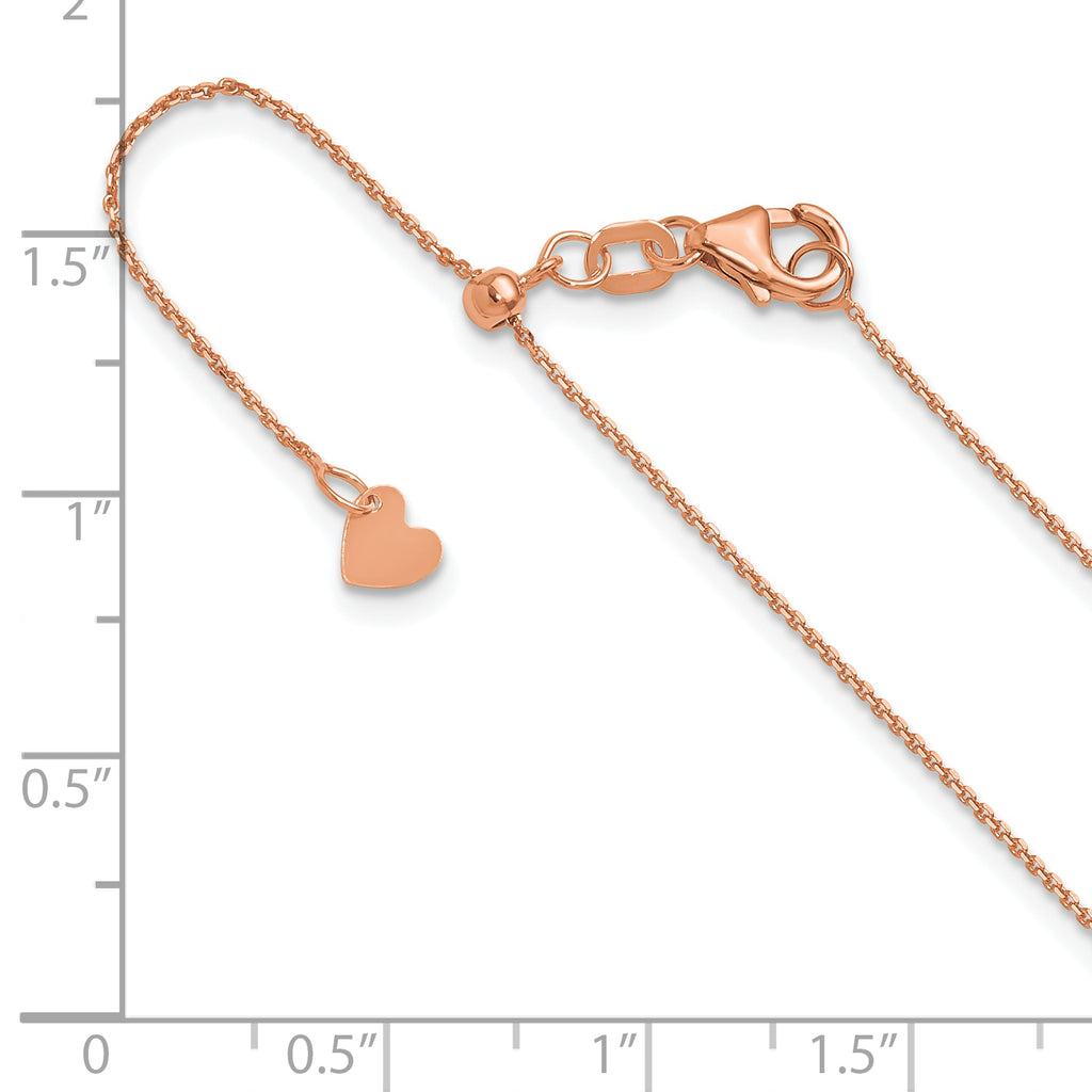 14K Rose Gold Adjustable  1mm D/C Cable Chain
