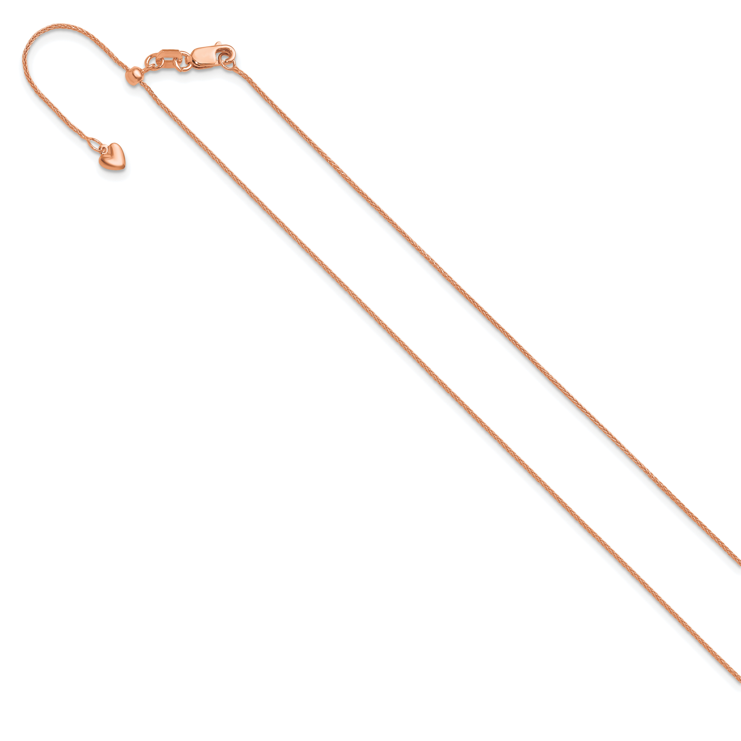 14K Rose Gold Adjustable .85mm Wheat Chain Secondary image
