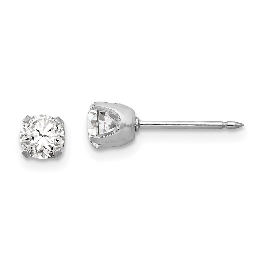 Inverness 14k White Gold 4.25mm CZ Post Earrings