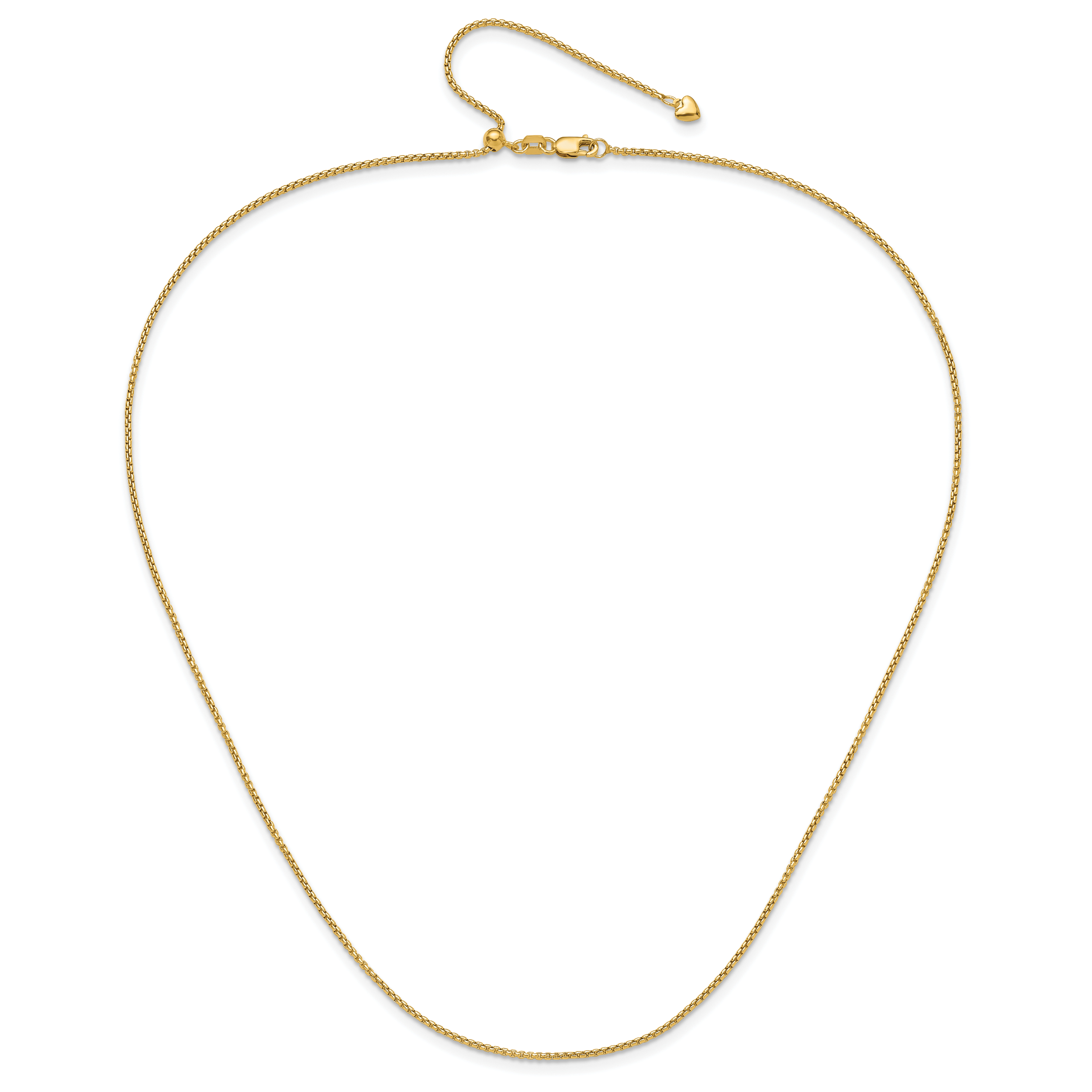 14 Karat Adjustable 1.35mm  Round Box Chain - View 3