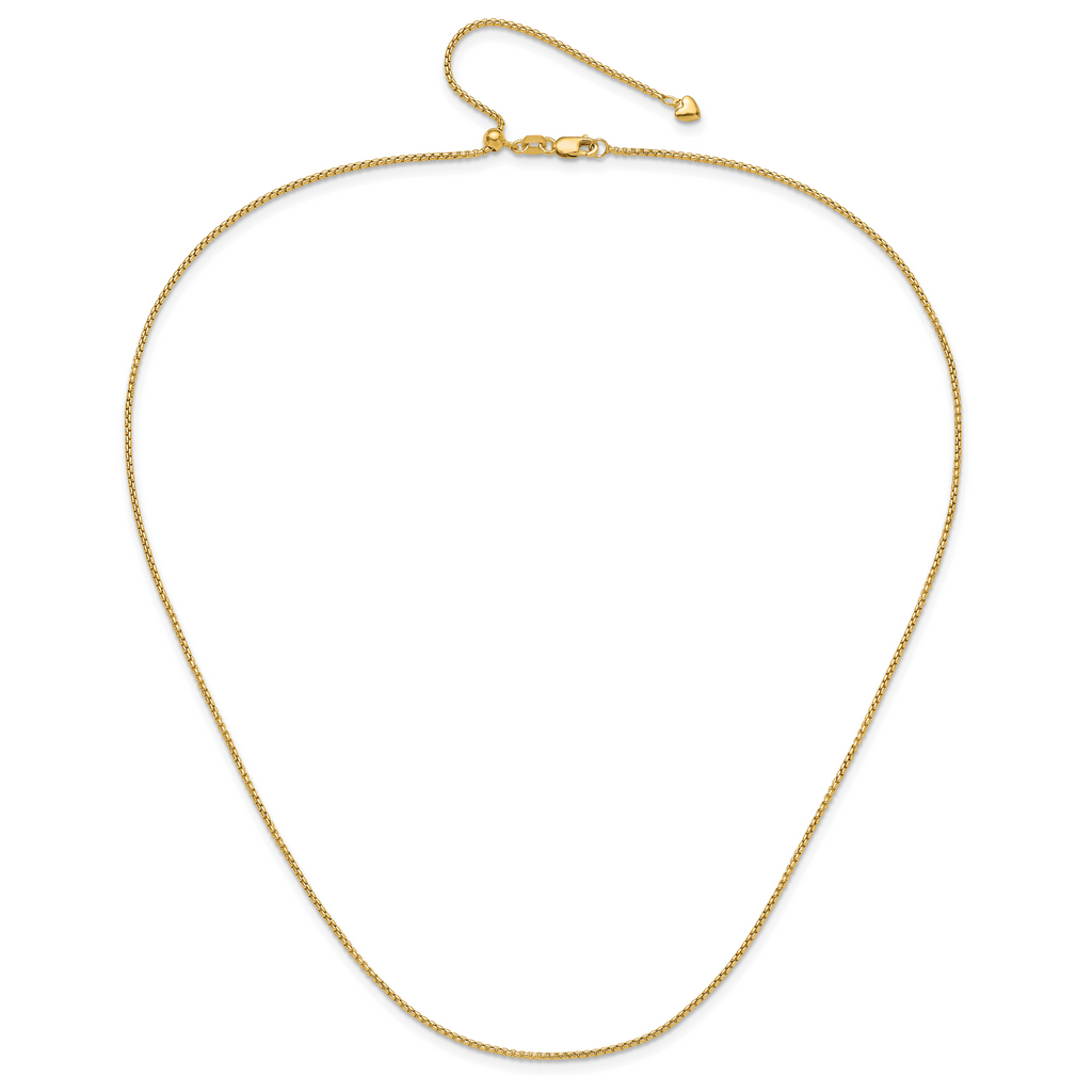 14K Adjustable 1.35mm  Round Box Chain