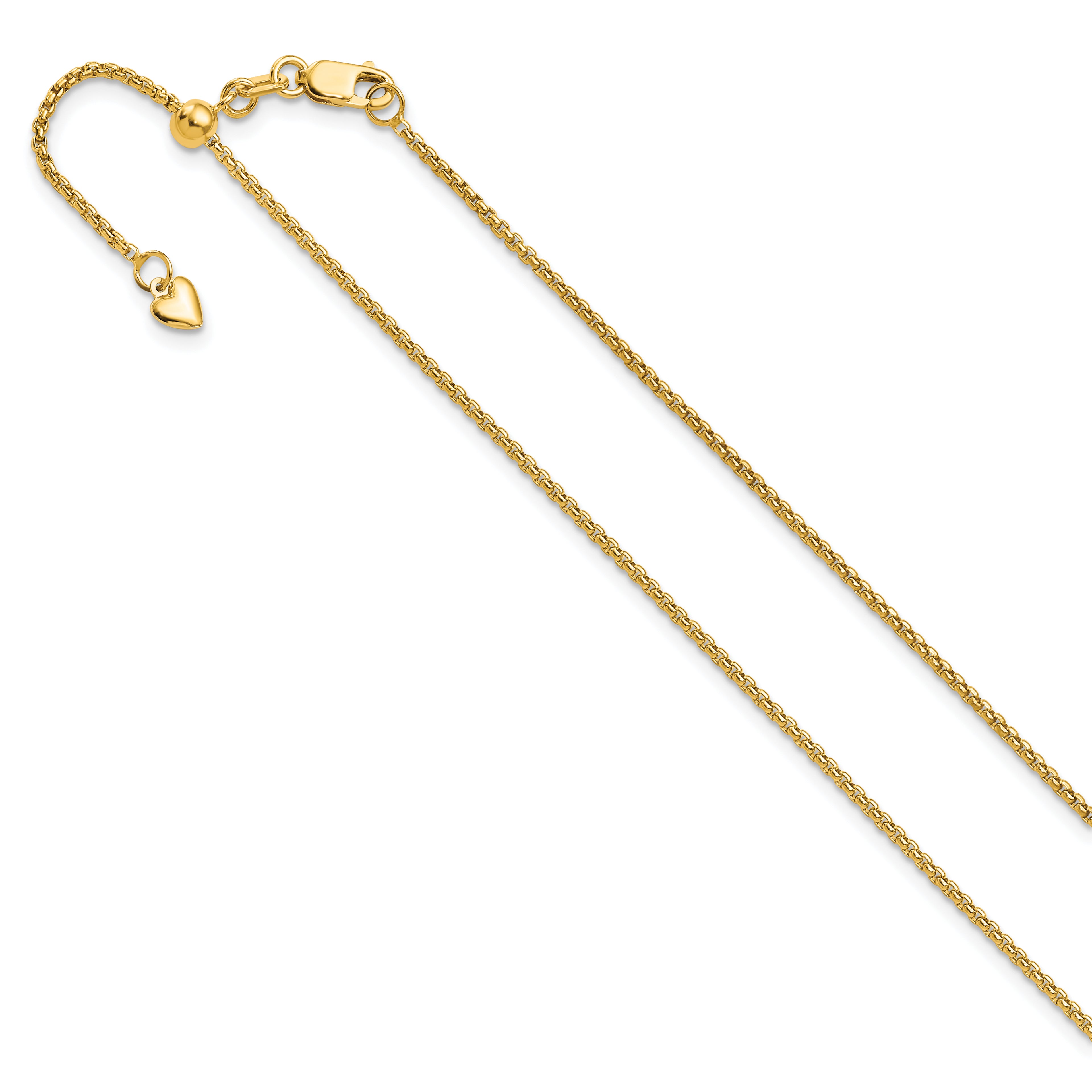 14 Karat Adjustable 1.35mm  Round Box Chain | Sophia Jewelers