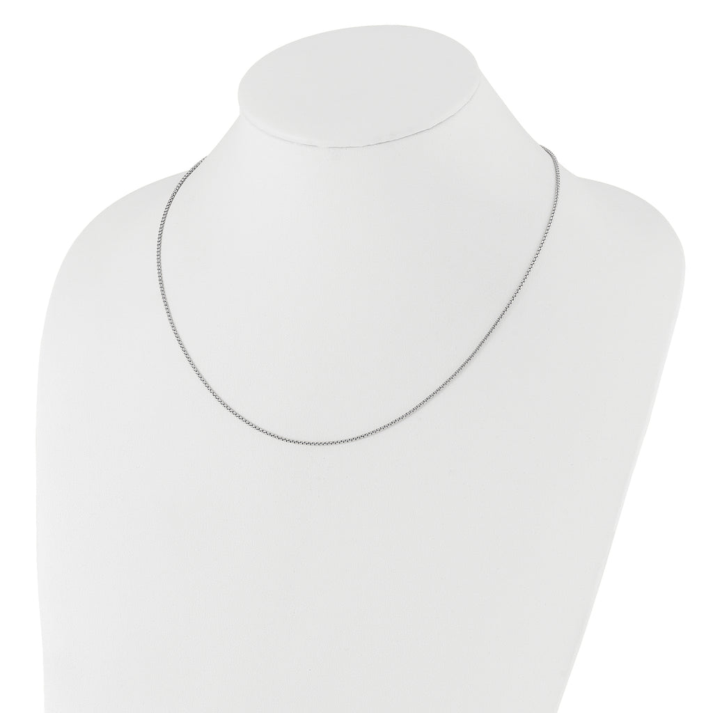 14K White Gold Adjustable 1.35mm  Round Box Chain