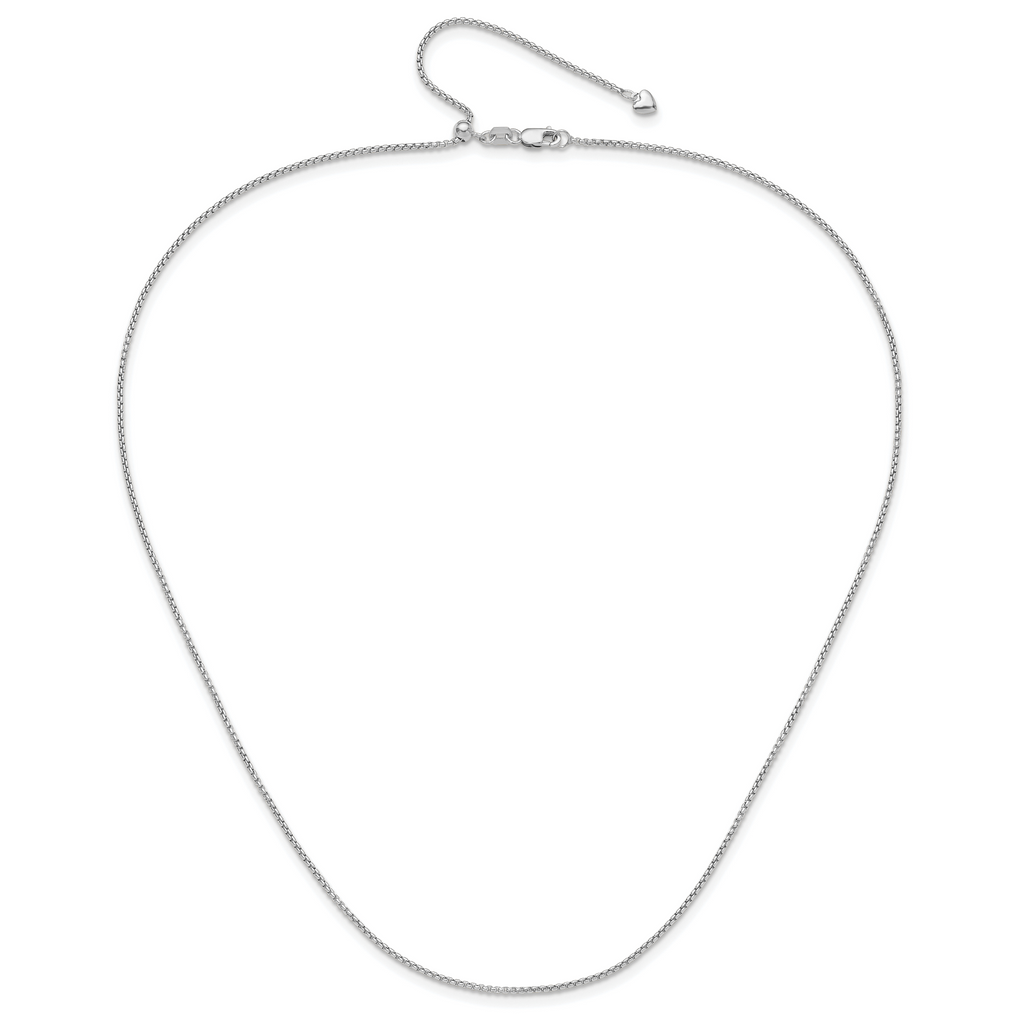 14K White Gold Adjustable 1.35mm  Round Box Chain