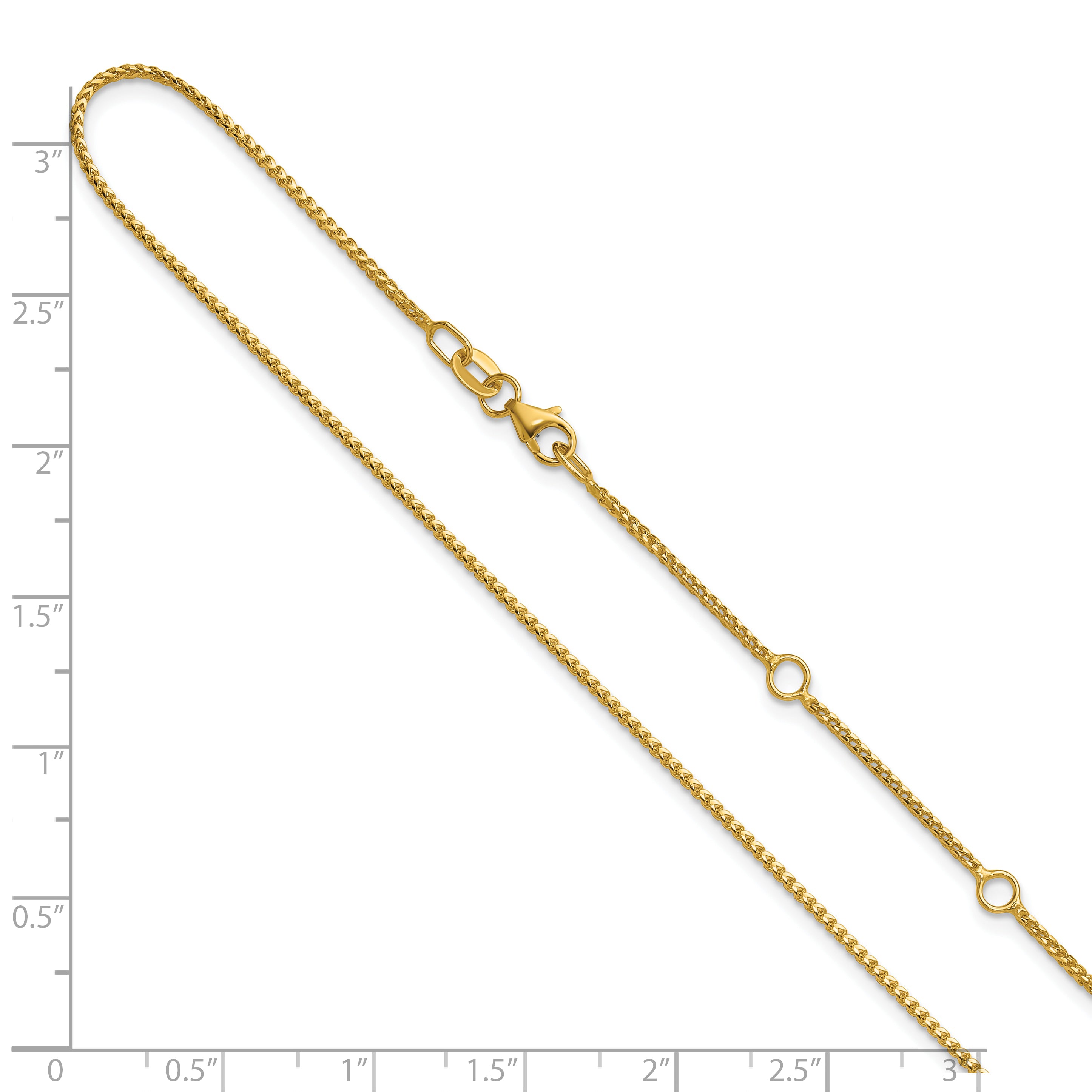 14K 1.1mm Franco 1in+1in Adjustable Chain