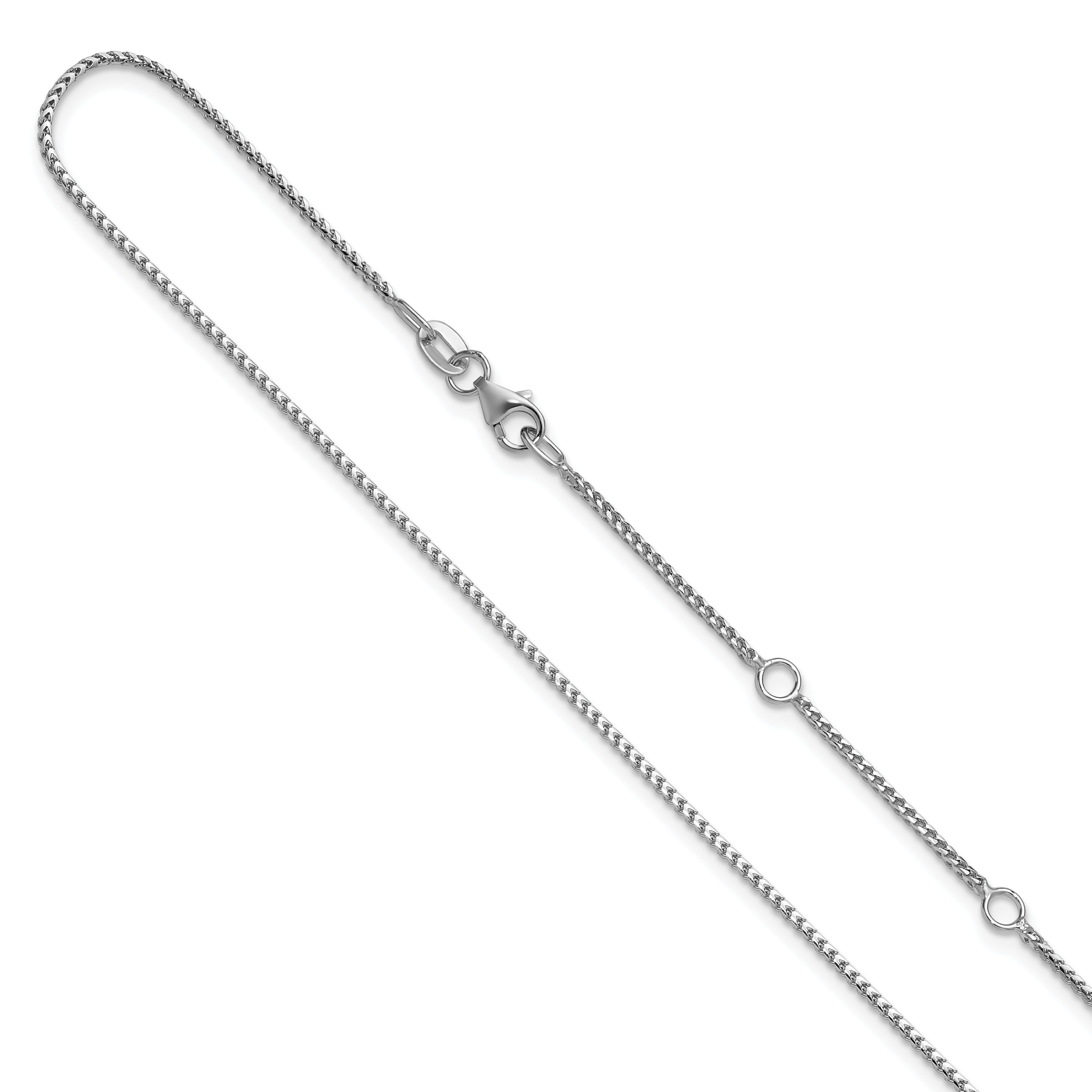 14K White Gold 1.1mm Franco 1in+1in Adjustable Chain Main image