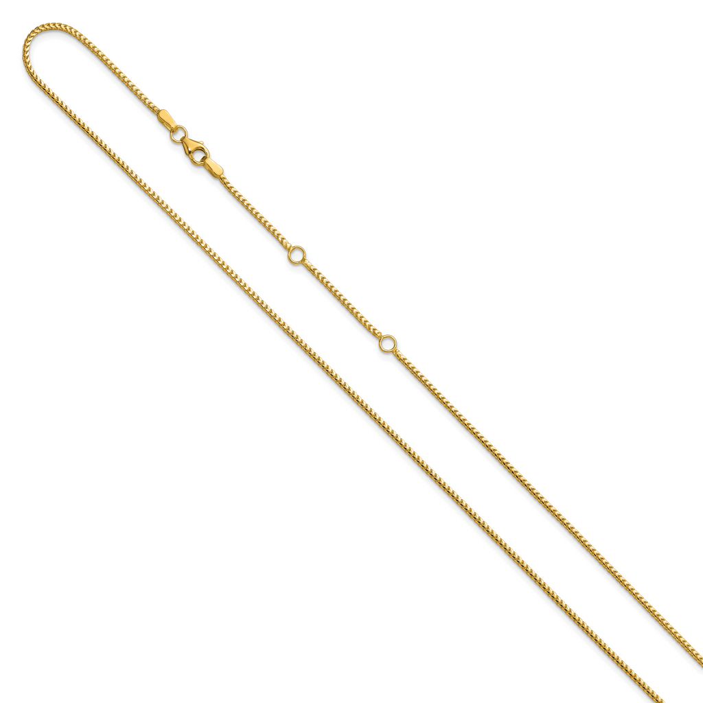 14 Karat 1.25mm Franco 1in+1in Adjustable Chain - View 2