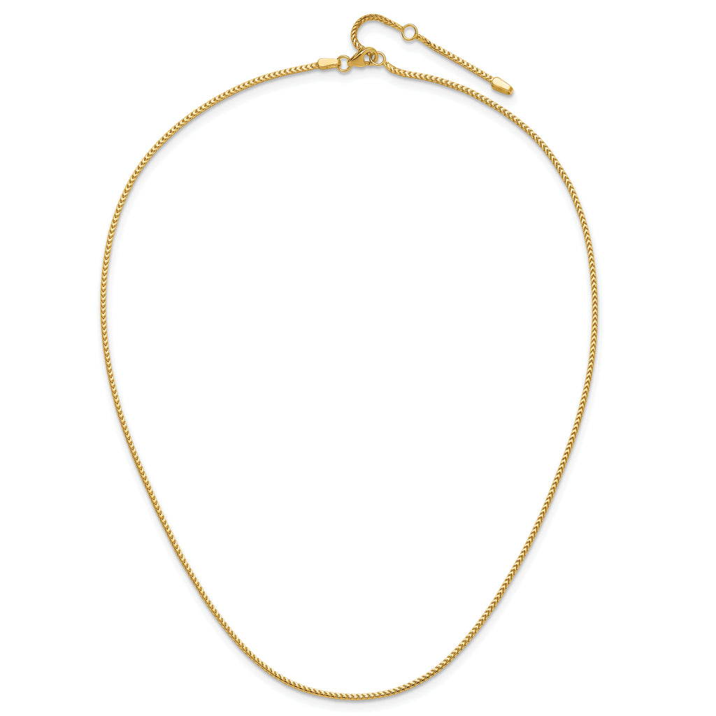 14K 1.25mm Franco 1in+1in Adjustable Chain
