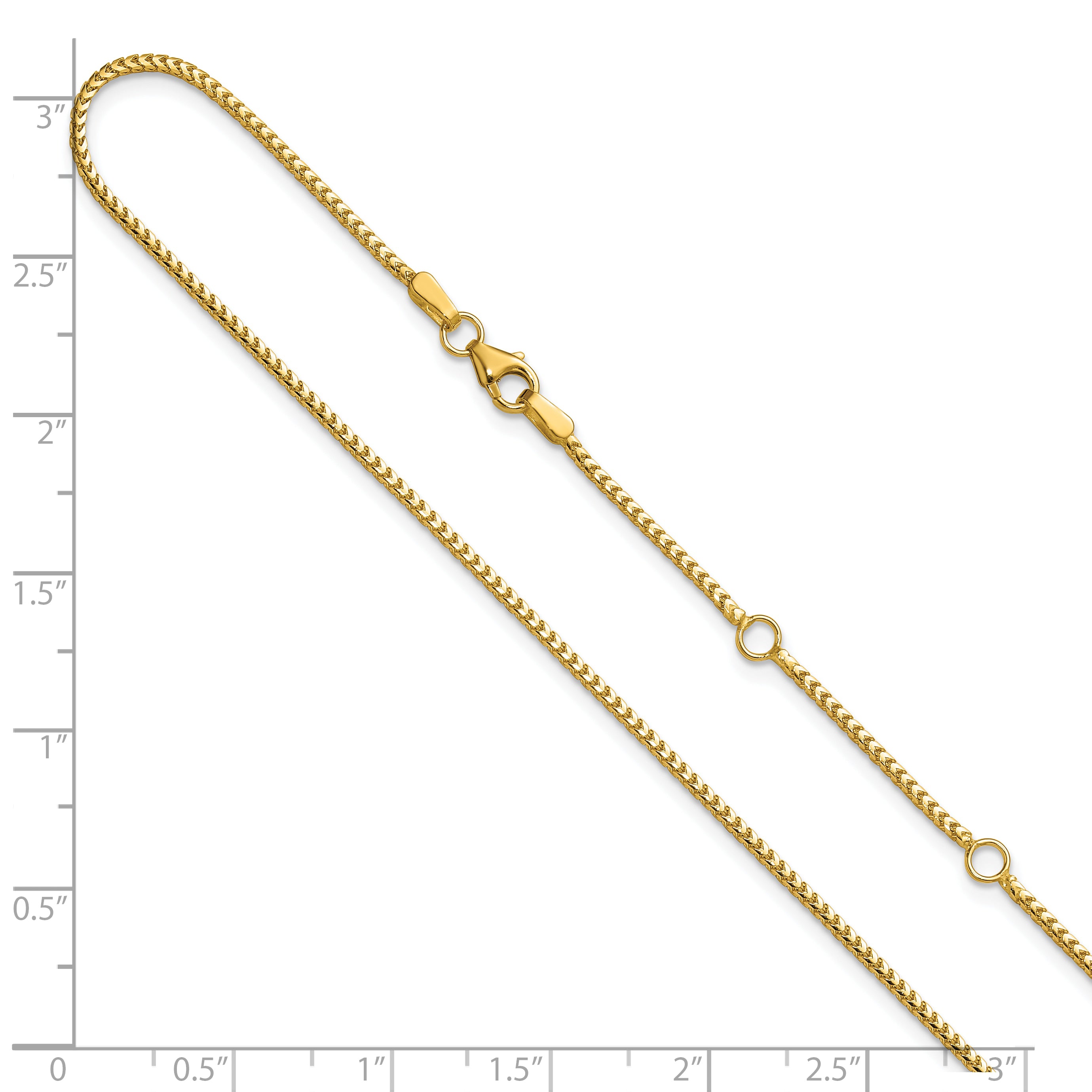 14K 1.25mm Franco 1in+1in Adjustable Chain