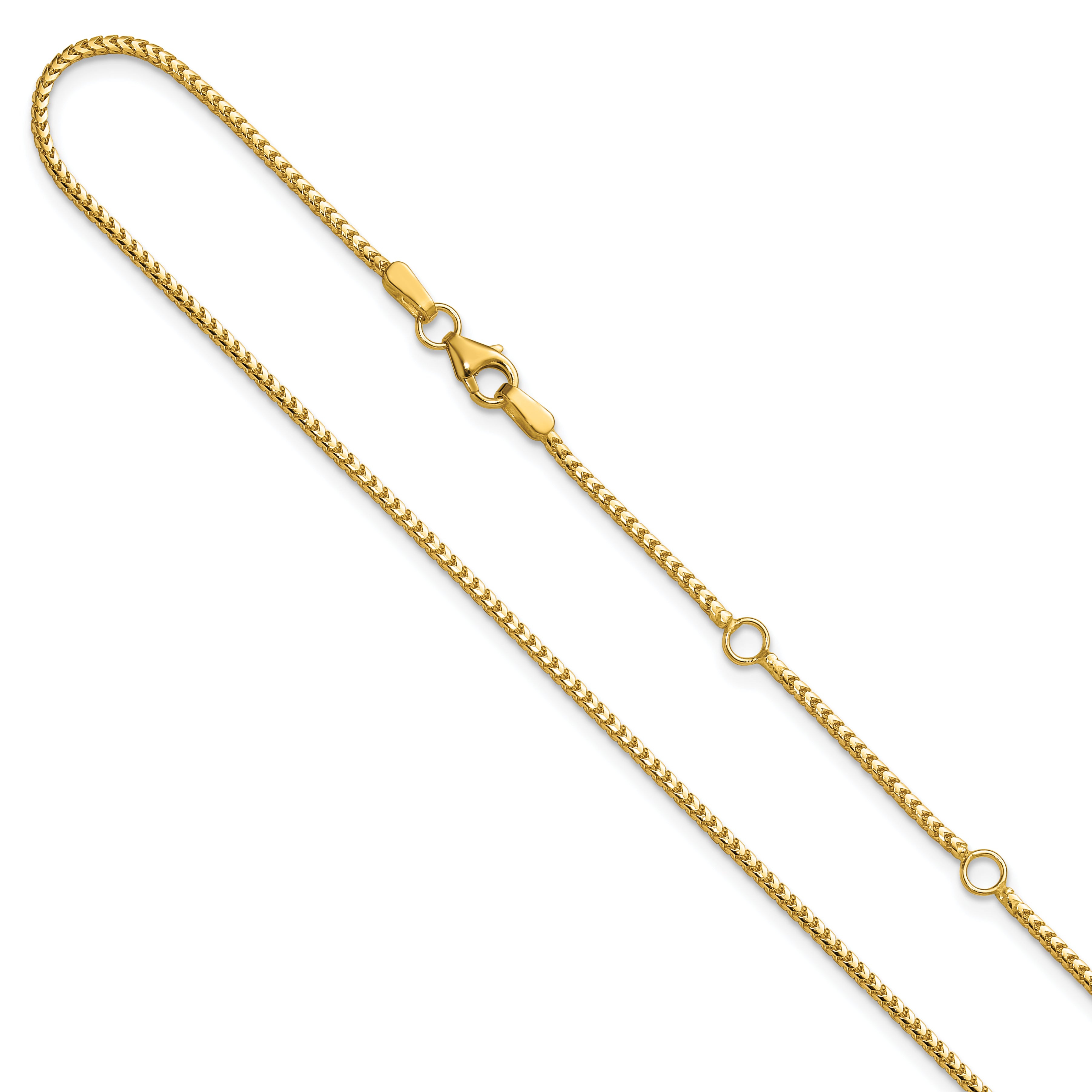 14 Karat 1.25mm Franco 1in+1in Adjustable Chain | Sophia Jewelers