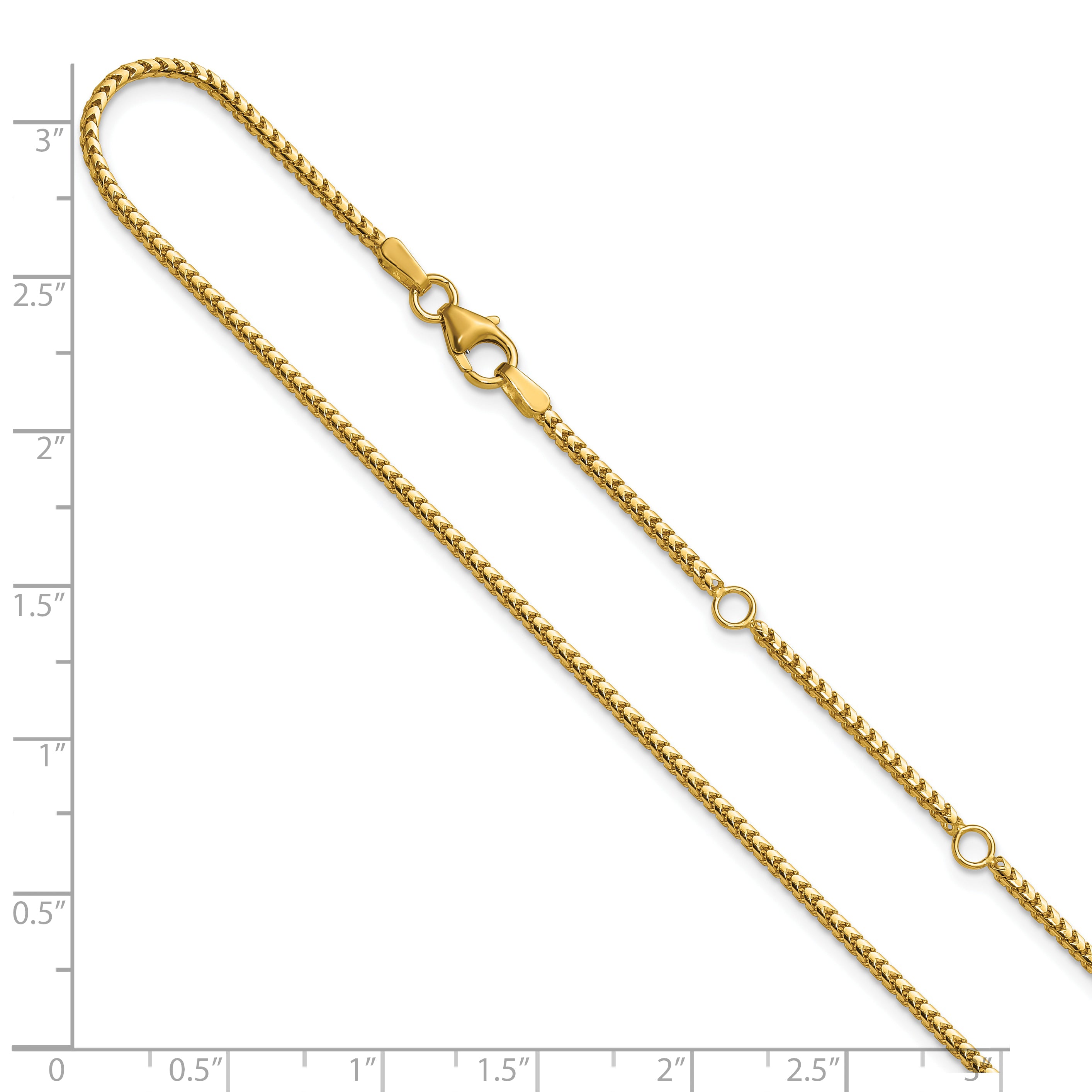 14K 1.5mmmm Franco 1in+1in Adjustable Chain