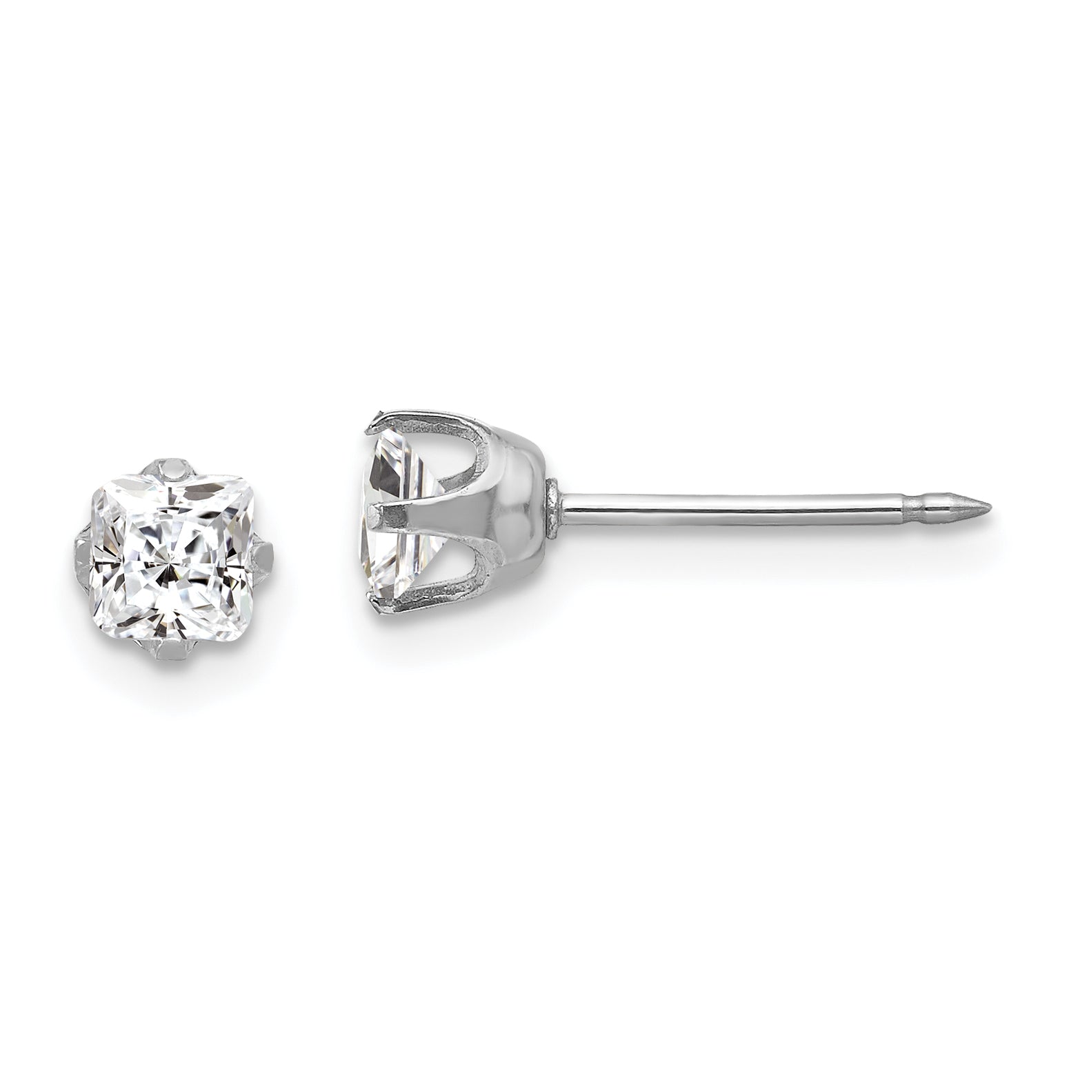 Inverness 14k White Gold 5mm Sq CZ Post Earrings Main image