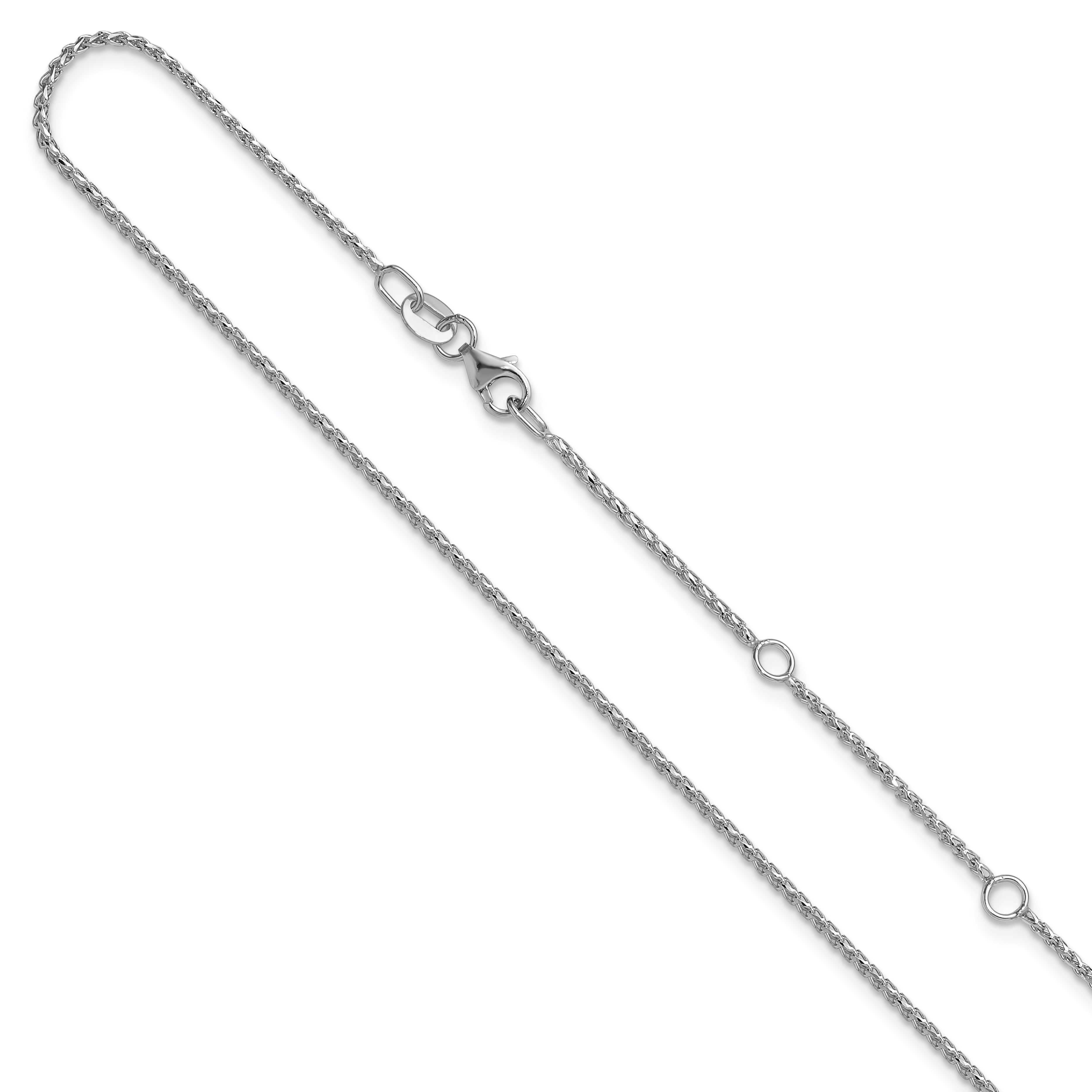 14K White Gold 1.15mm D/C Open Franco 1in+1in Adjustable Chain Main image