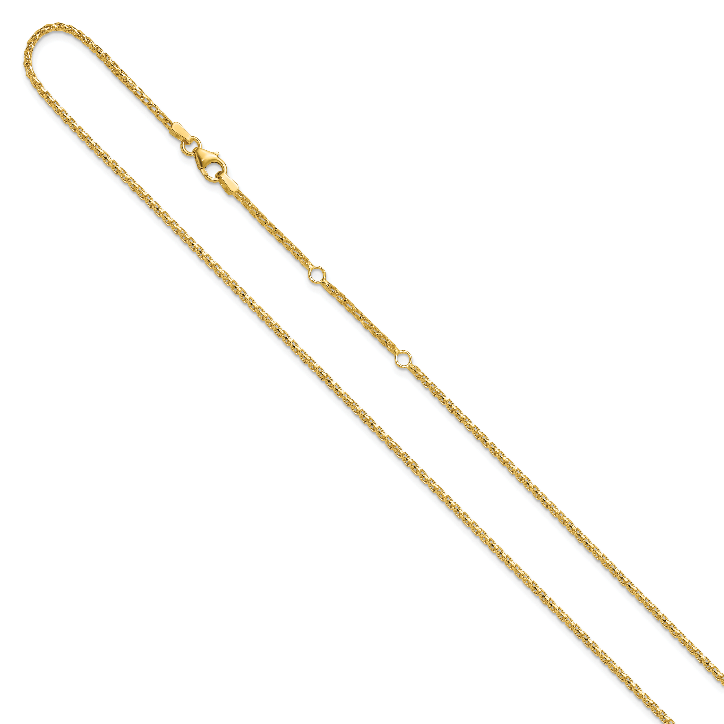 14K 1.65mm D/C Open Franco 1in+1in Adjustable Chain Secondary image