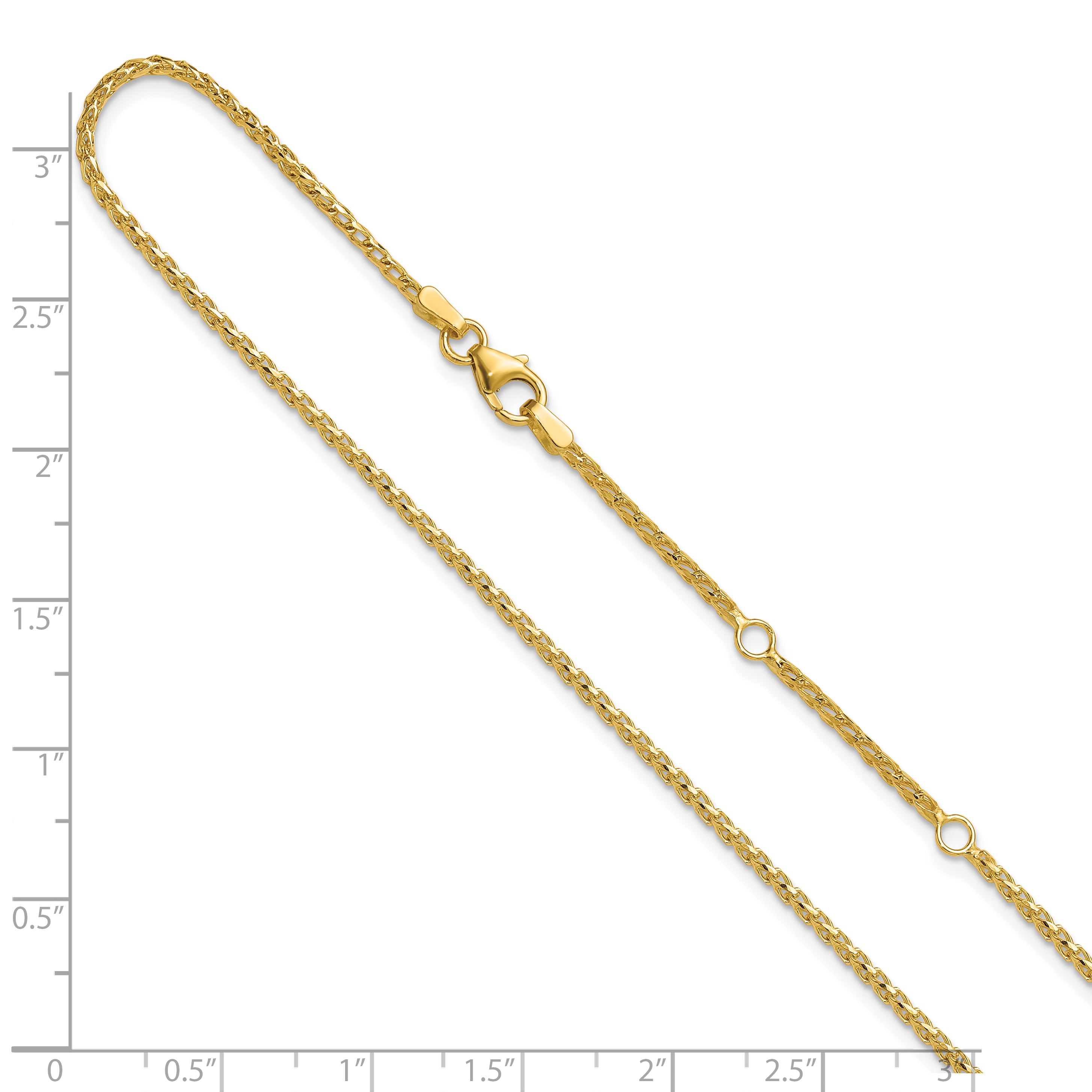 14K 1.65mm D/C Open Franco 1in+1in Adjustable Chain