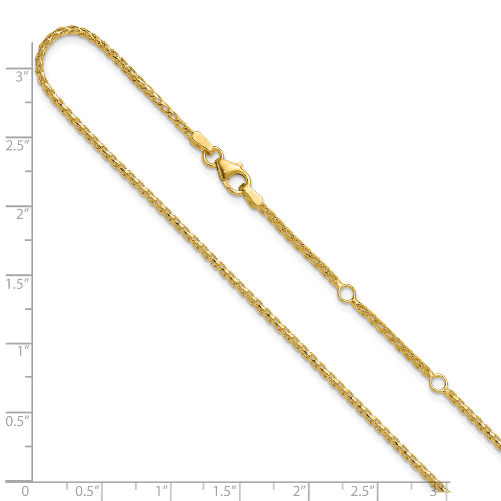14K 1.65mm D/C Open Franco 1in+1in Adjustable Chain