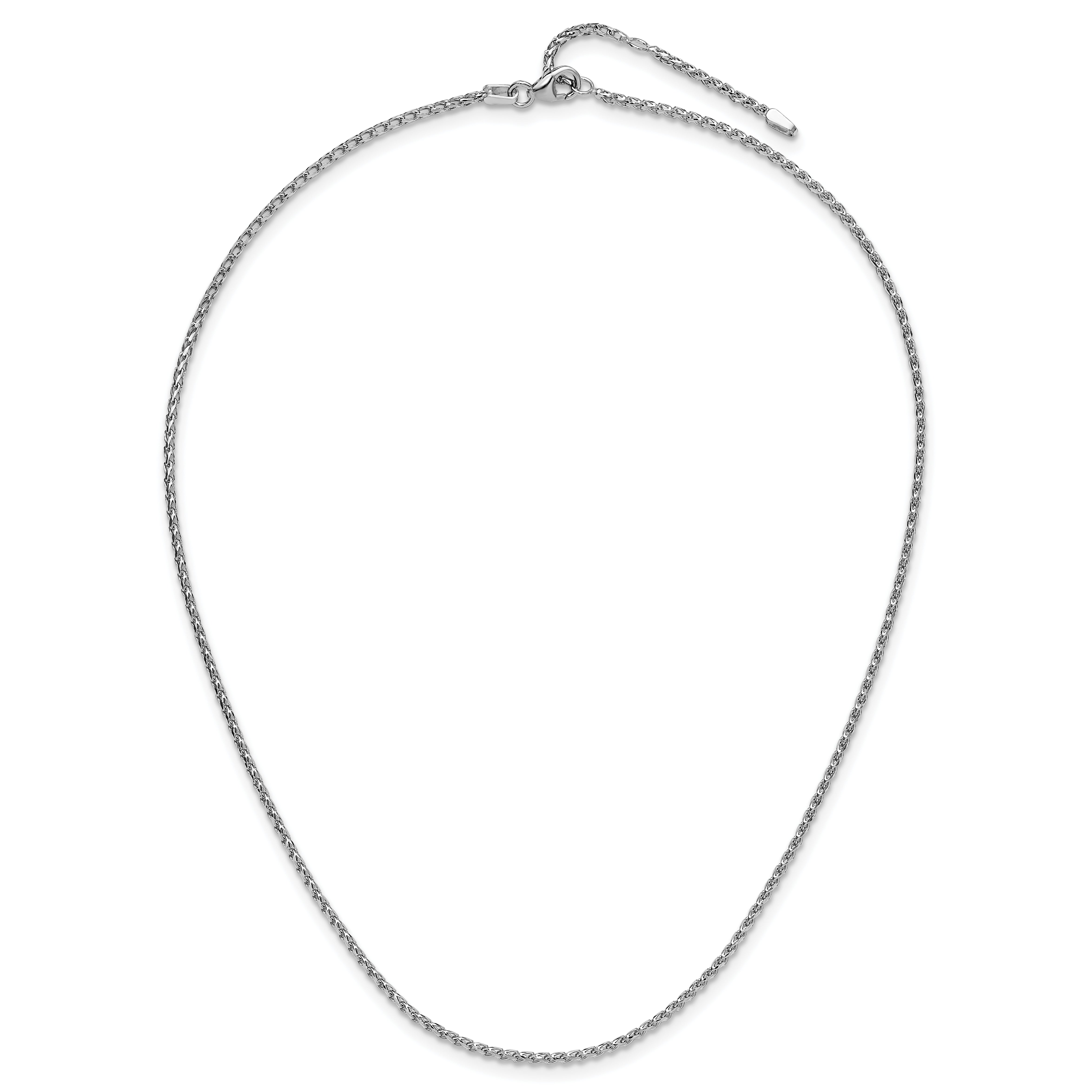 14K White Gold 1.65mm D/C Open Franco 1in+1in Adjustable Chain