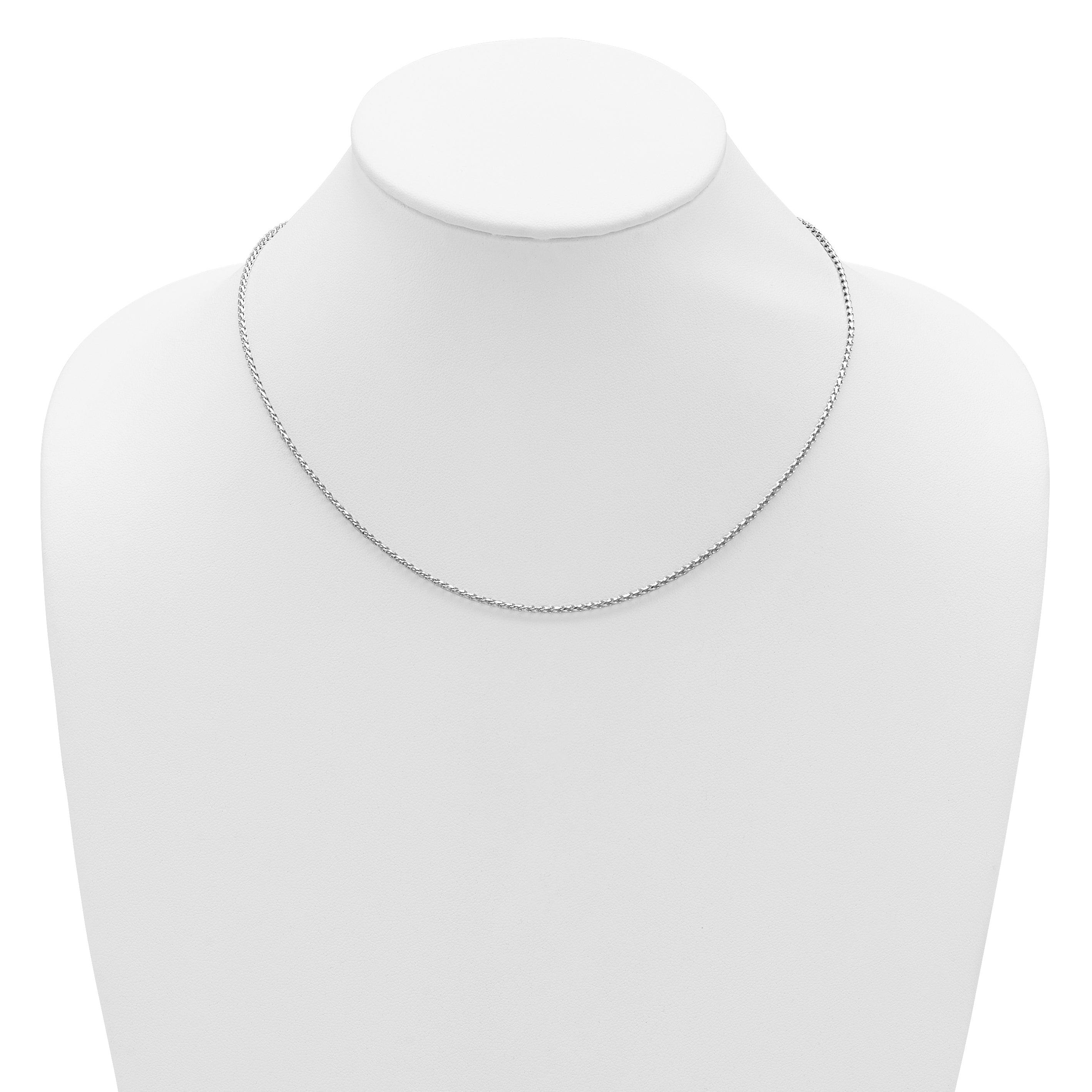 14K White Gold 1.65mm D/C Open Franco 1in+1in Adjustable Chain