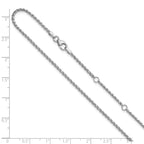 14K White Gold 1.65mm D/C Open Franco 1in+1in Adjustable Chain