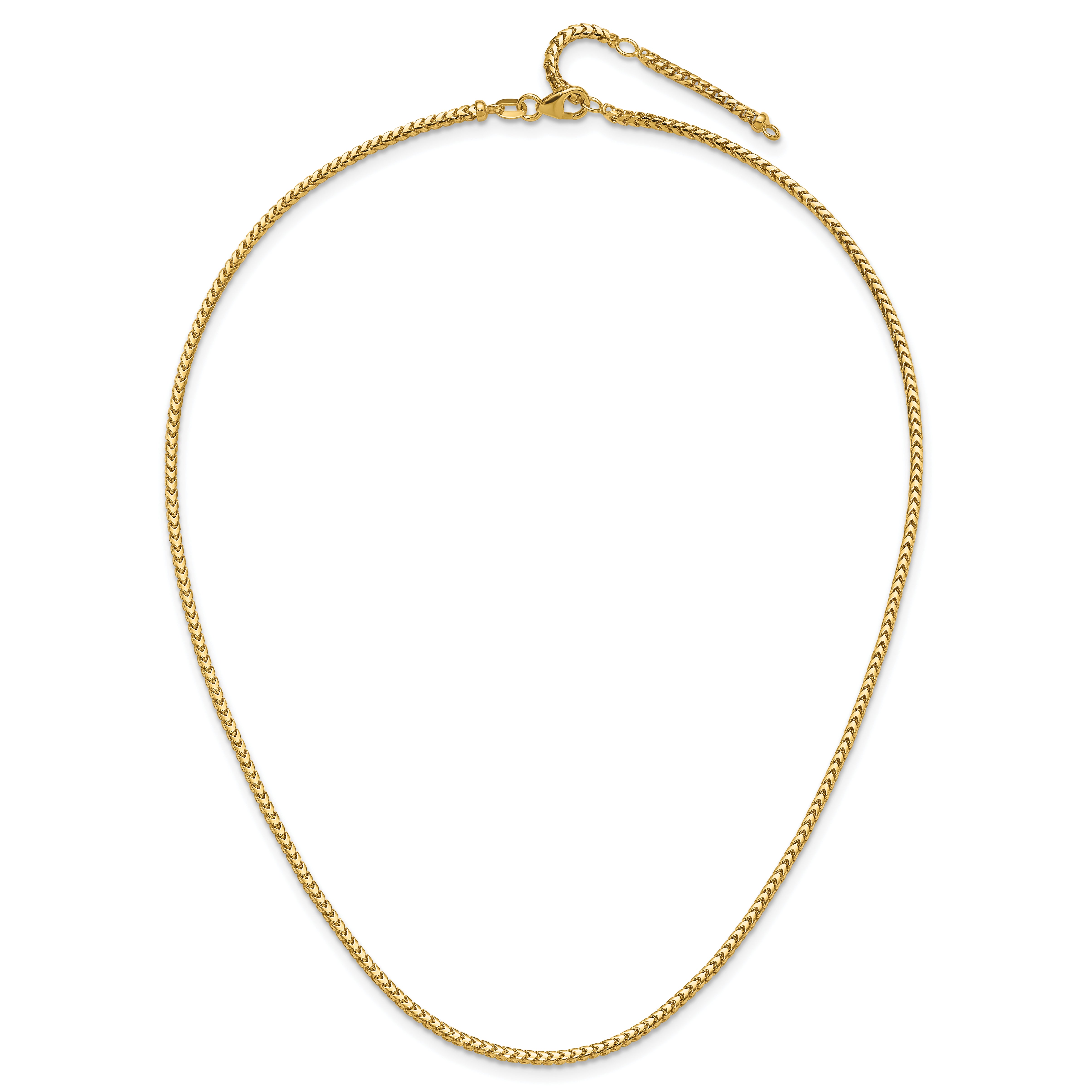 14K 2.1mm D/C Open Franco 1in+1in Adjustable Chain