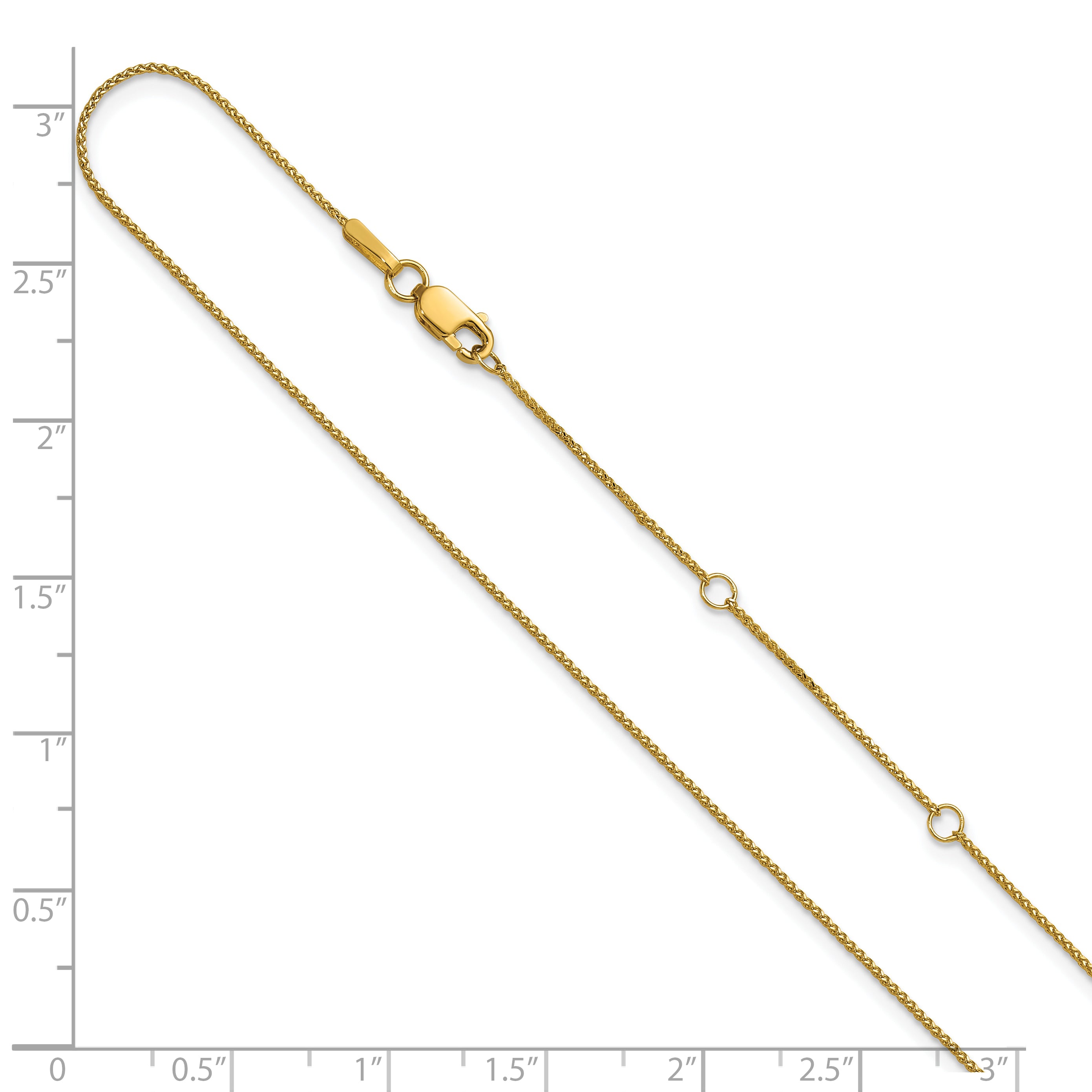14K .65mm D/C Spiga 1in+1in Adjustable Chain