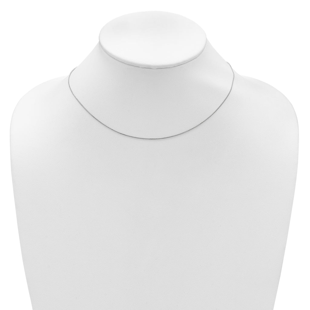 14 Karat White Gold .65mm D/C Spiga 1in+1in Adjustable Chain - View 3