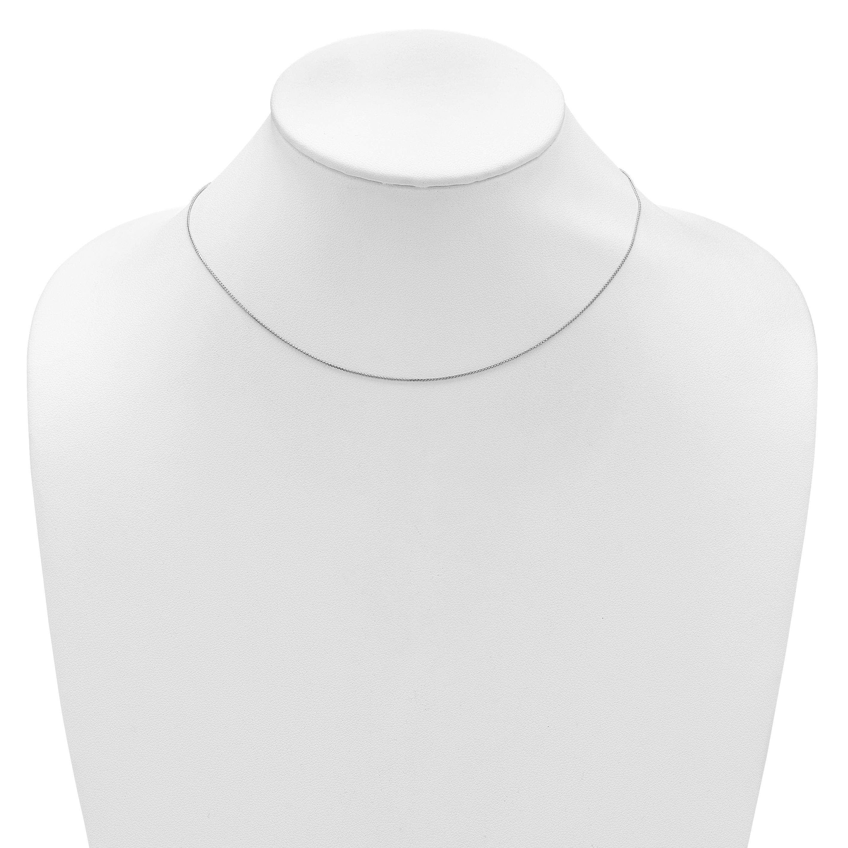 14K White Gold .65mm D/C Spiga 1in+1in Adjustable Chain