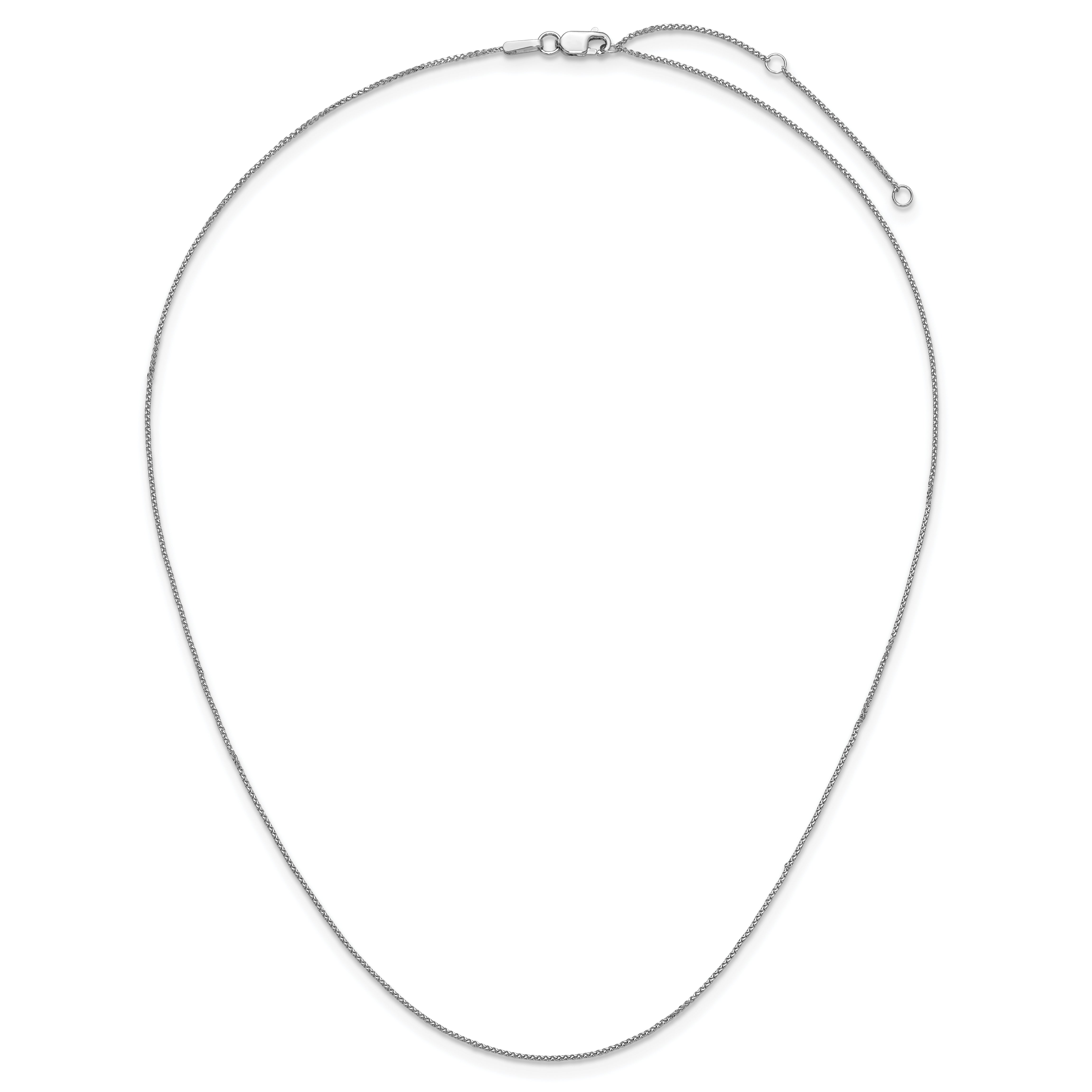 14K White Gold .65mm D/C Spiga 1in+1in Adjustable Chain