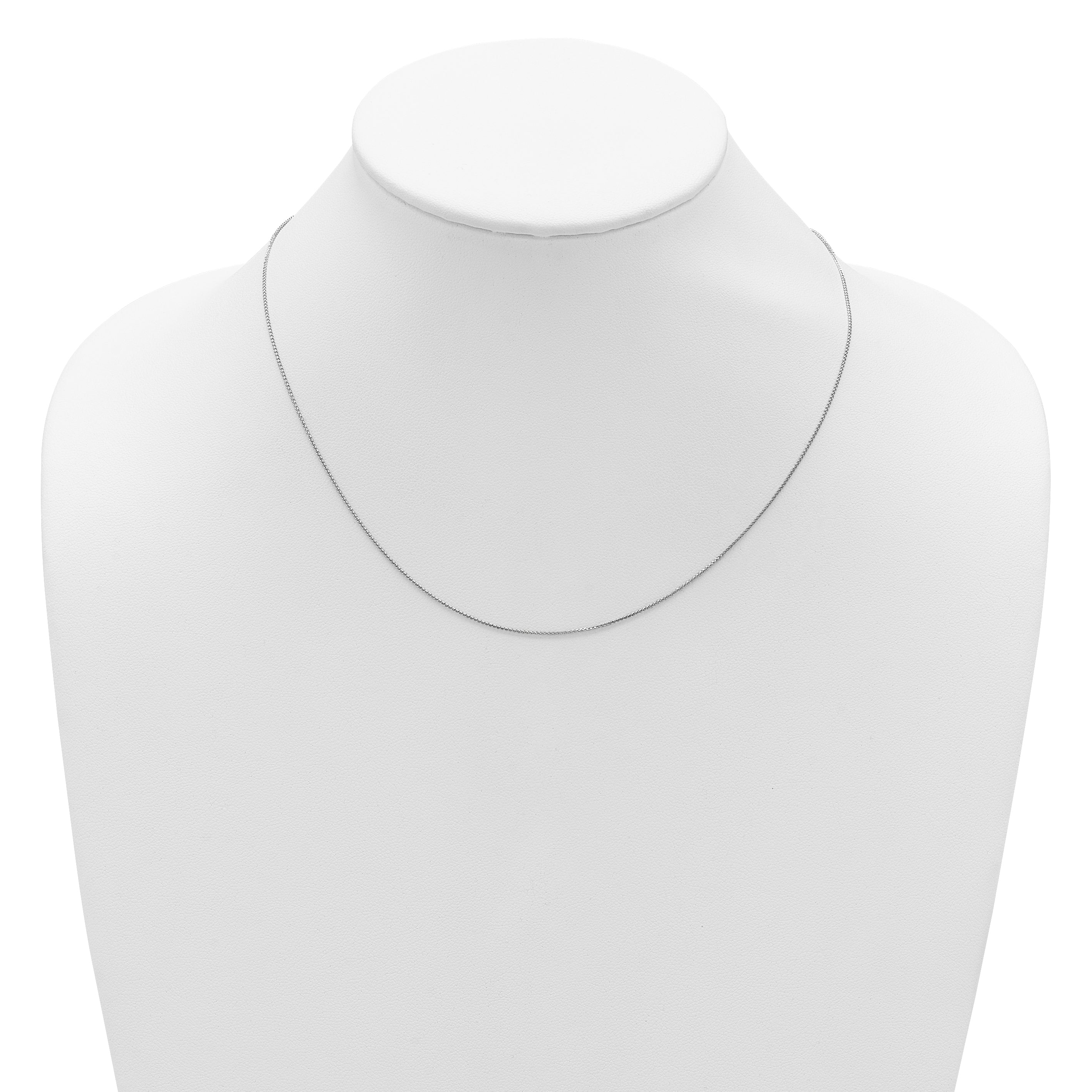 14K White Gold .65mm D/C Spiga 1in+1in Adjustable Chain